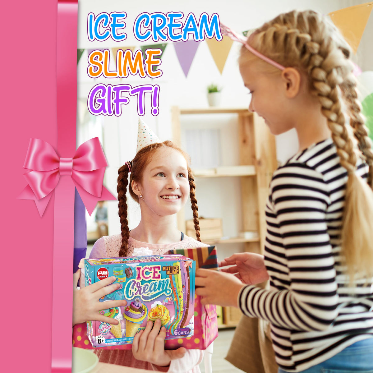 FUN KIDZ Butter Slime Ice Cream Set – 8 Premade Slimes (1040 ml) for Kids 6-12