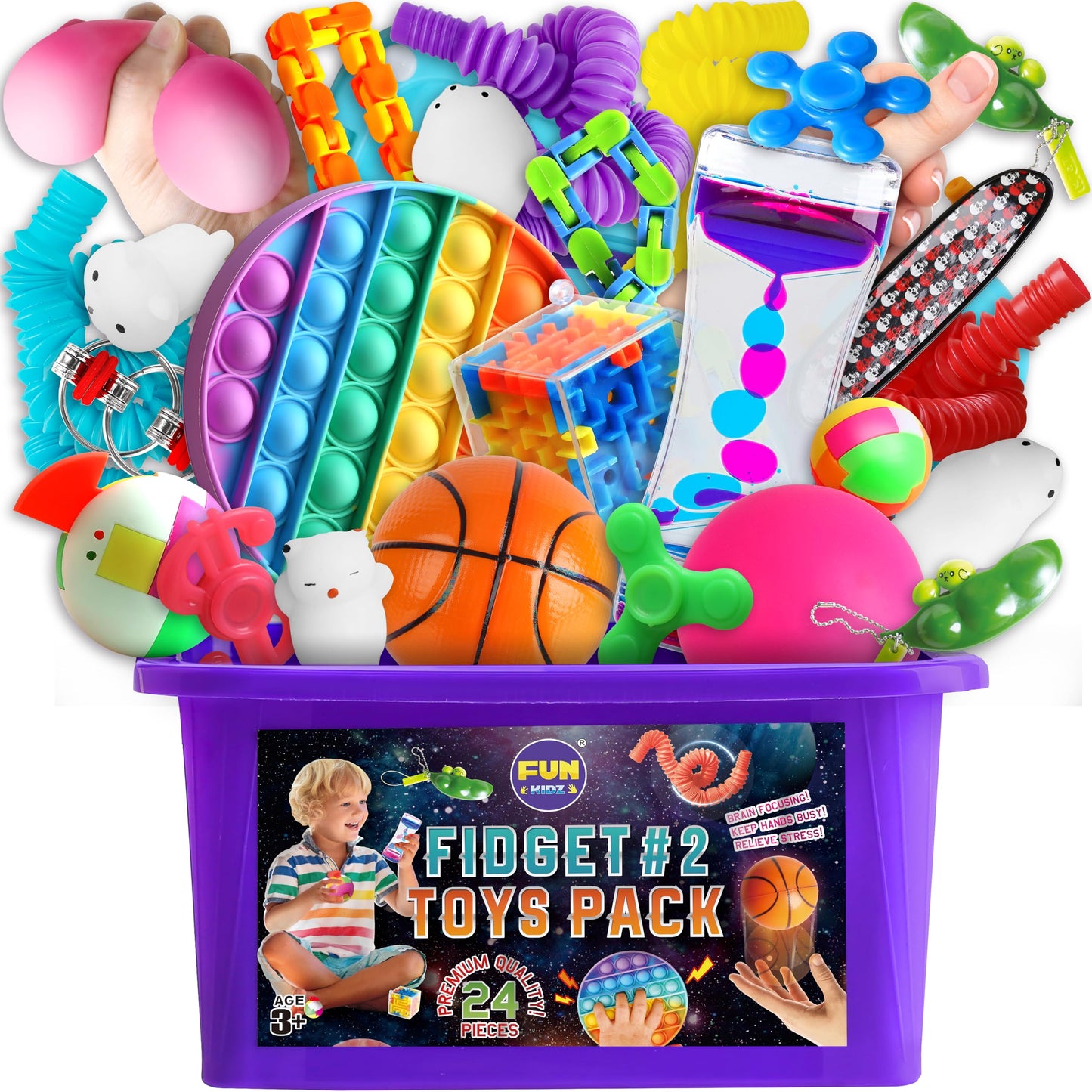 FUN KIDZ Fidget Pack Box – 23 Toys for Kids 4–12 | Sensory Fidgets & Party Favors
