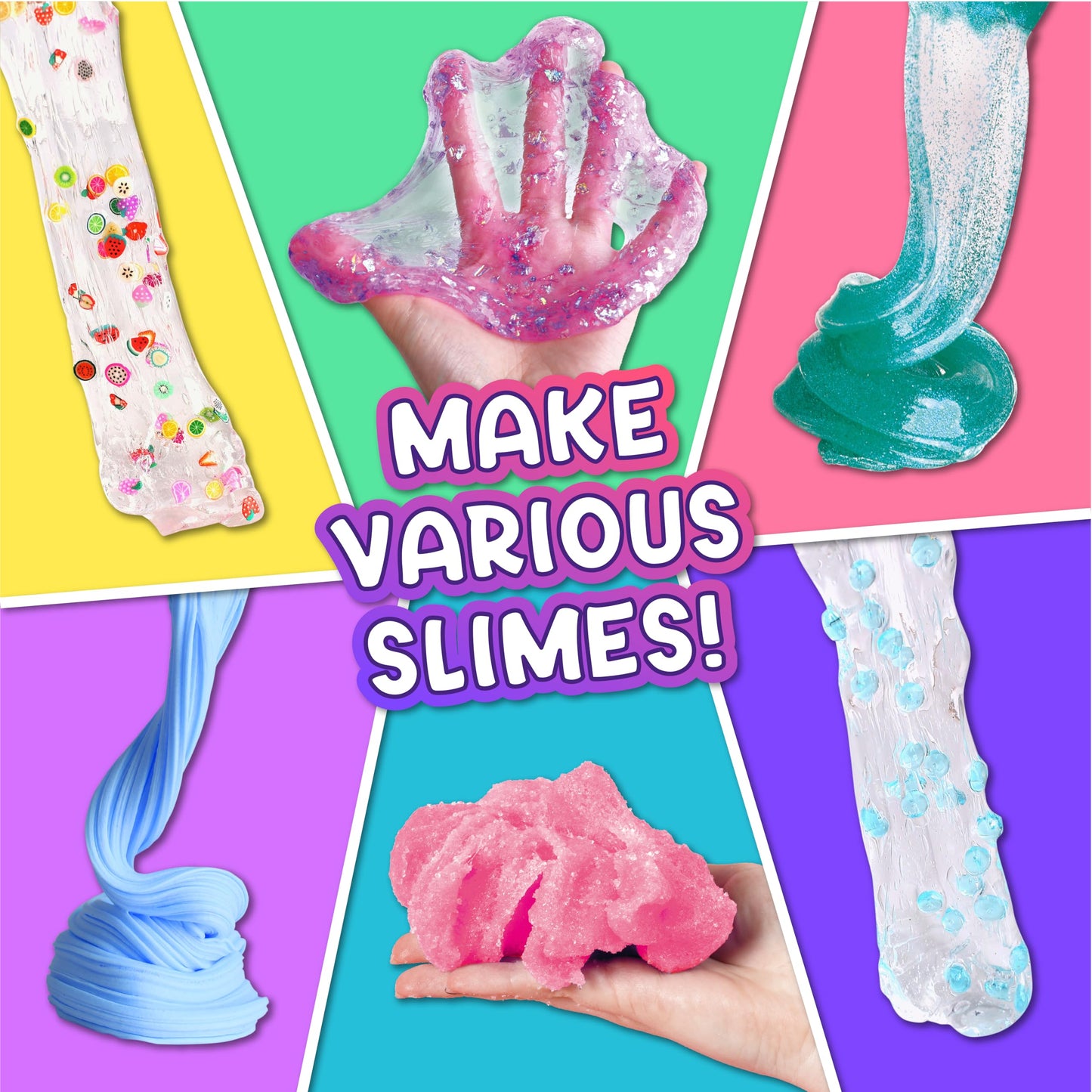 FUN KIDZ 4 LB Glassy Clear Slime Bucket – 64 FL OZ Premade Crystal Slime Kit with 29 Add-Ins