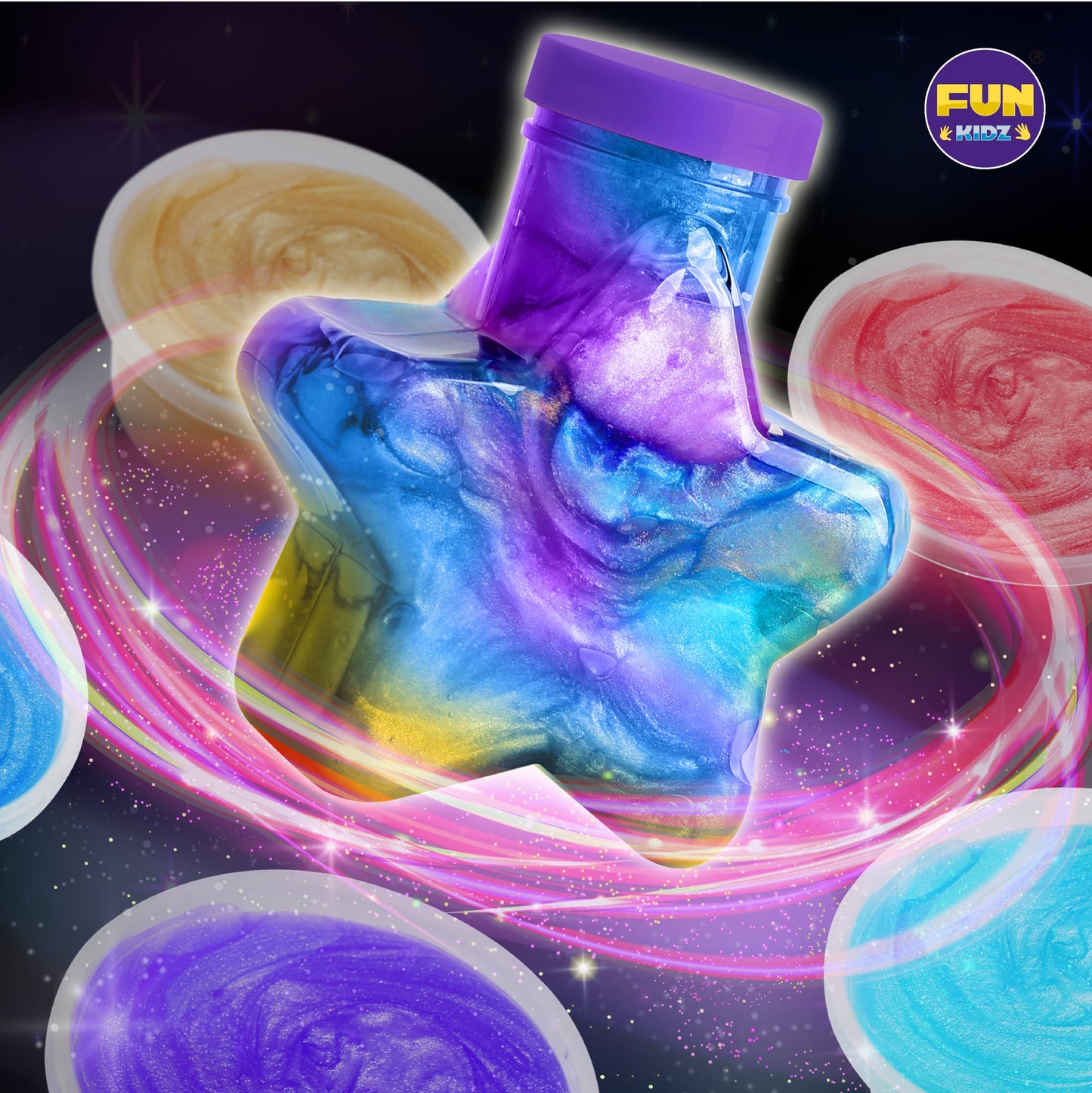 FUN KIDZ Galaxy Slime Kit — Ultimate Metallic Slime DIY for Kids 8-12 (Glow)