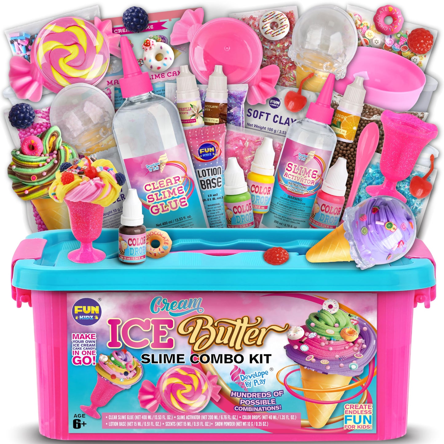 FunKidz Gift Butter Slime Kit – Ice Cream Slime for Girls 8-12, Creative Slime Toy & Party Favor
