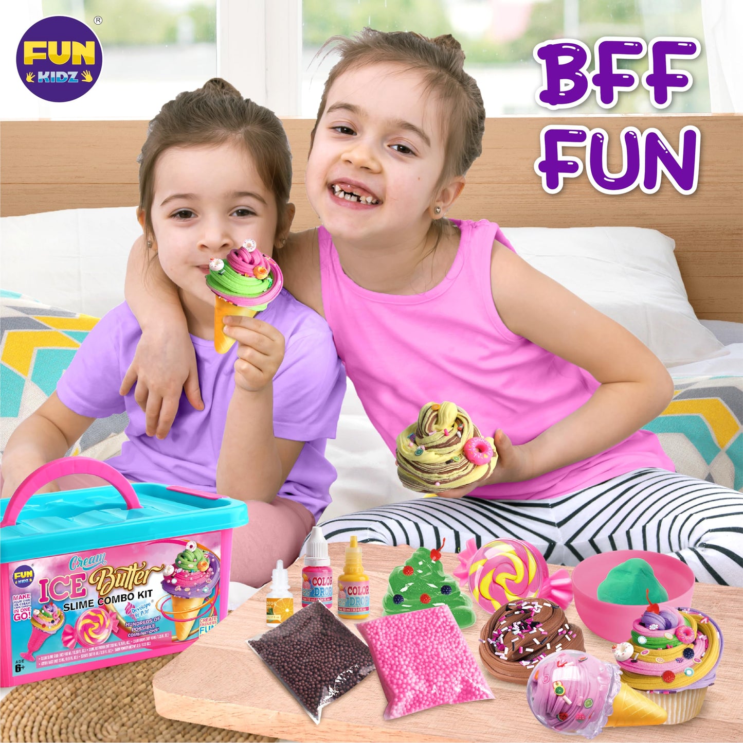 FunKidz Gift Butter Slime Kit – Ice Cream Slime for Girls 8-12, Creative Slime Toy & Party Favor