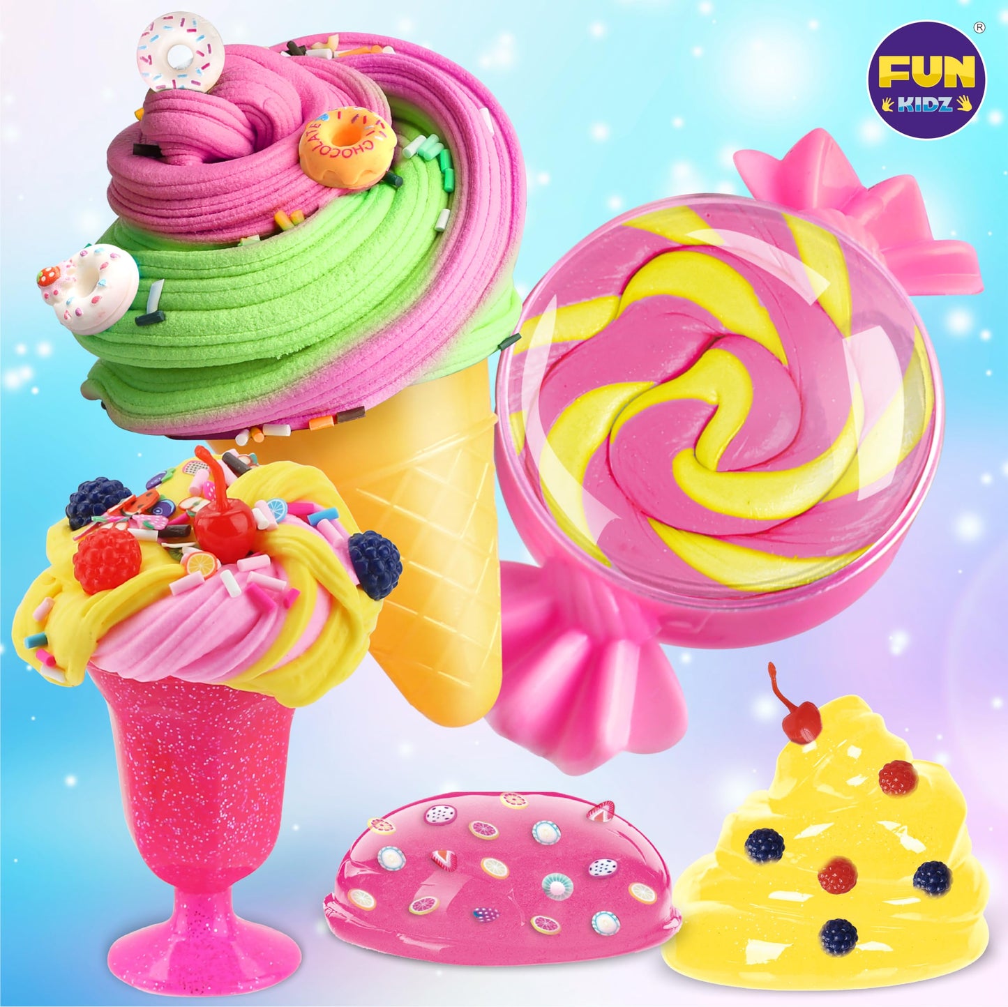 FunKidz Gift Butter Slime Kit – Ice Cream Slime for Girls 8-12, Creative Slime Toy & Party Favor