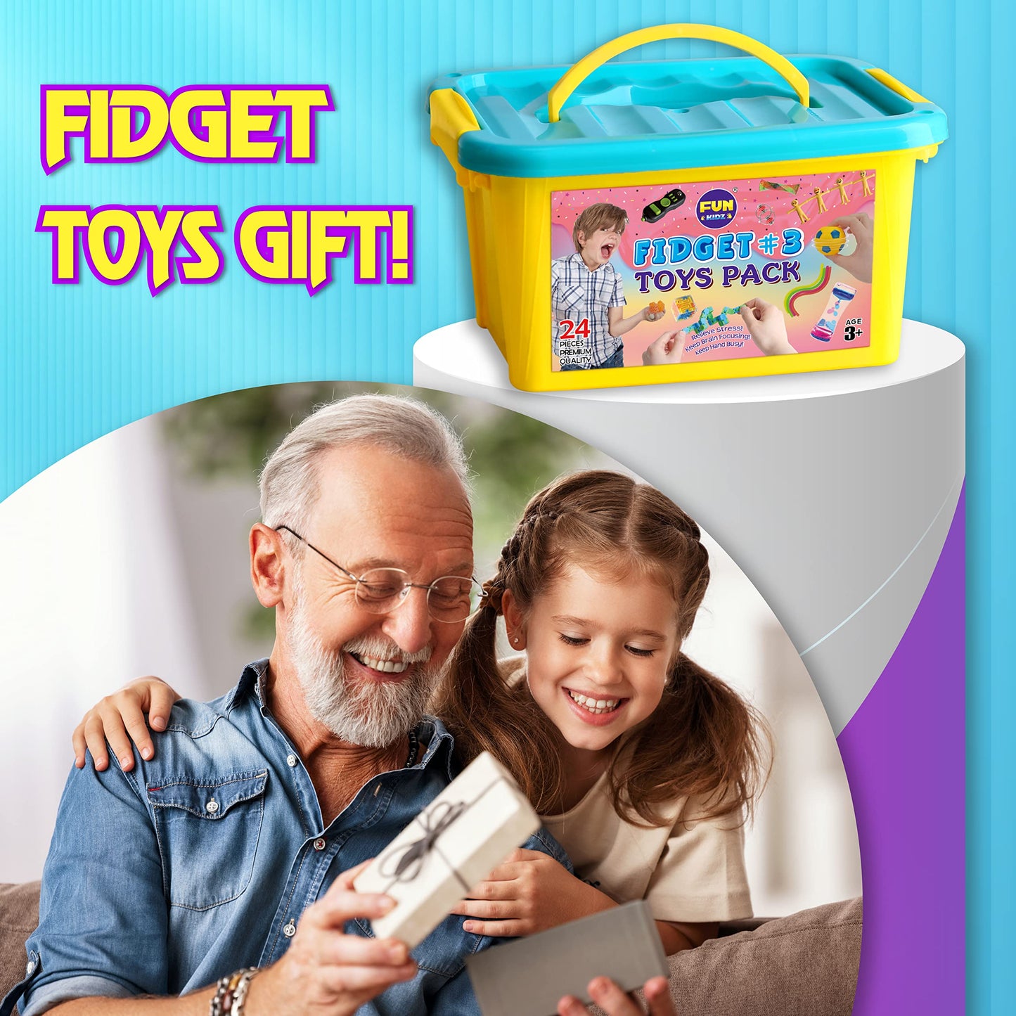 FunKidz Gift Fidget Box – Sensory Toys for Kids 3-12, Portable Storage Box