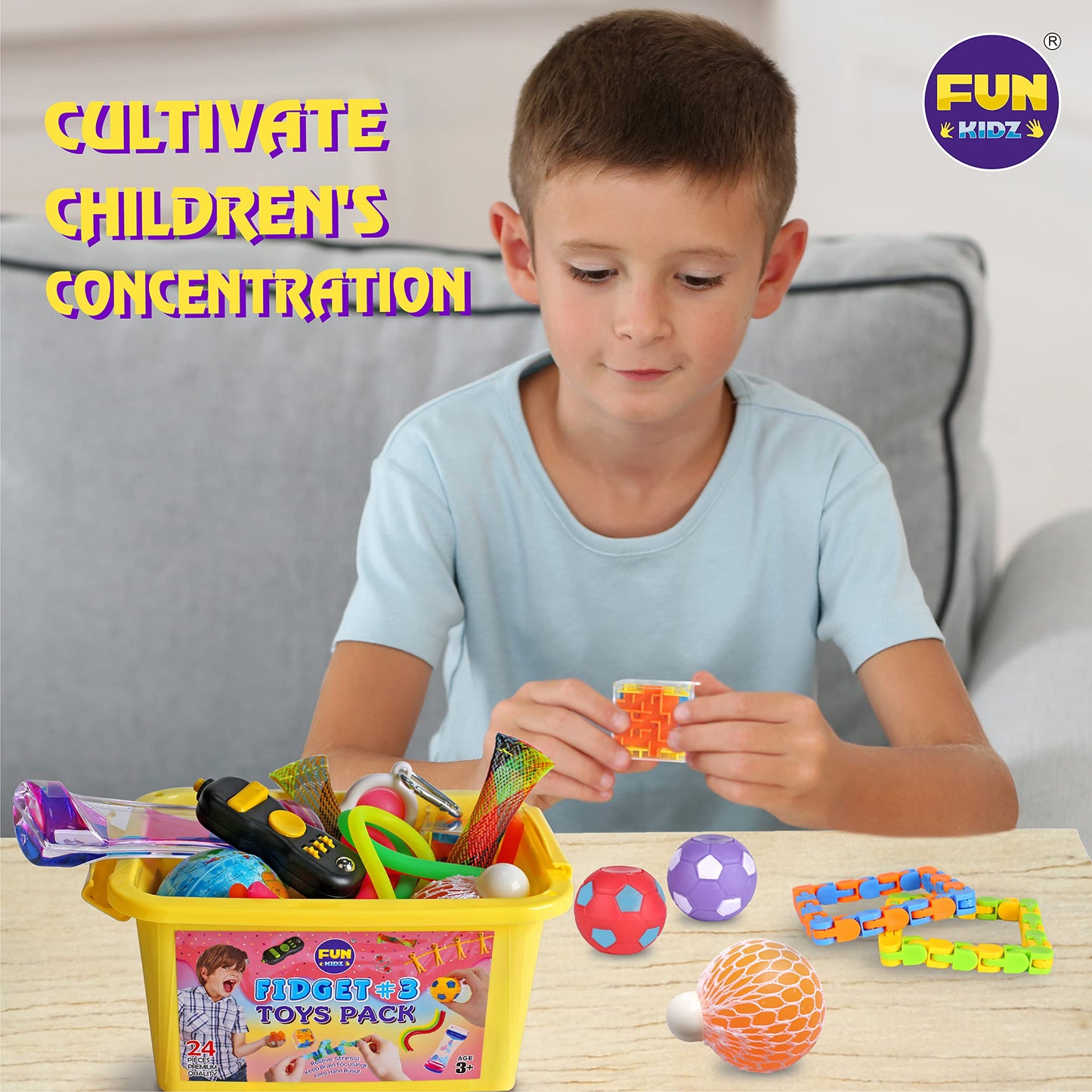 FunKidz Gift Fidget Box – Sensory Toys for Kids 3-12, Portable Storage Box