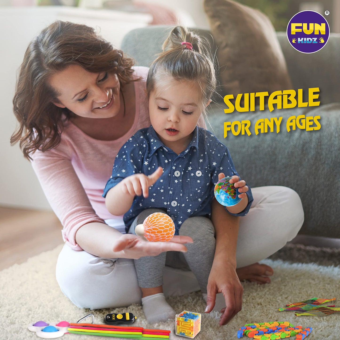 FunKidz Gift Fidget Box – Sensory Toys for Kids 3-12, Portable Storage Box