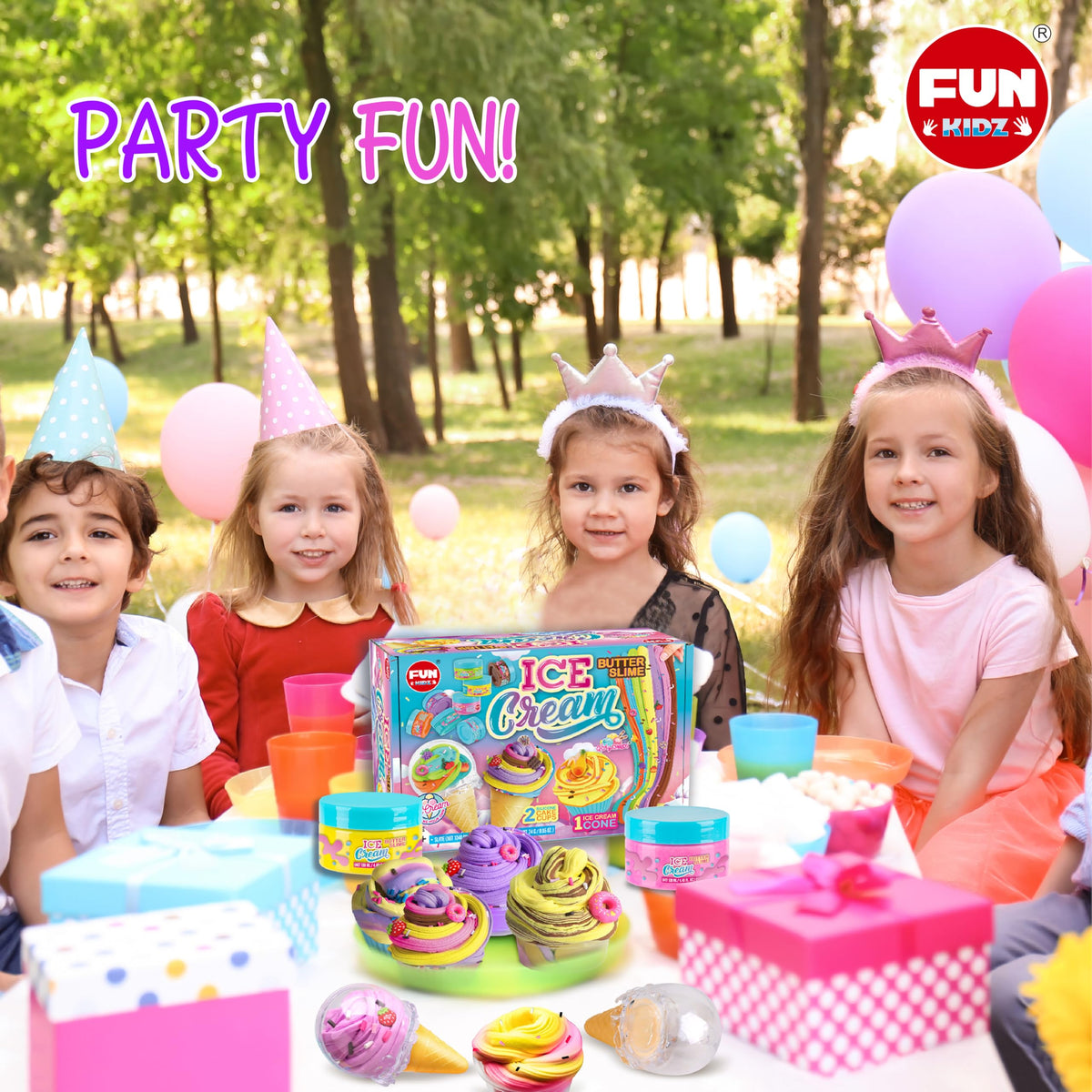 FUN KIDZ Butter Slime Ice Cream Set – 8 Premade Slimes (1040 ml) for Kids 6-12