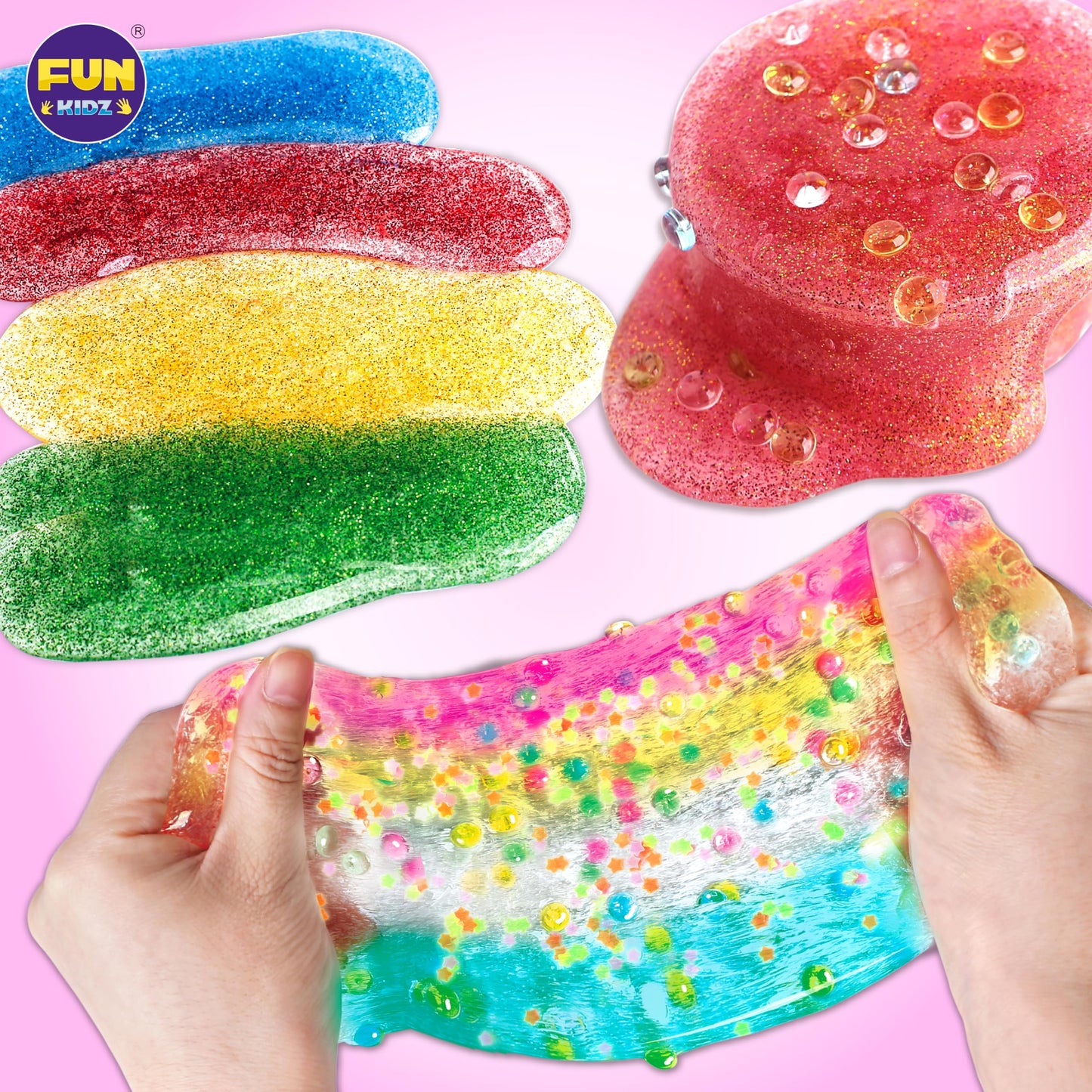 FunKidz 4 Pack Clear Slime – 1040 ml Glassy Premade Slime Kit for Kids 6-12