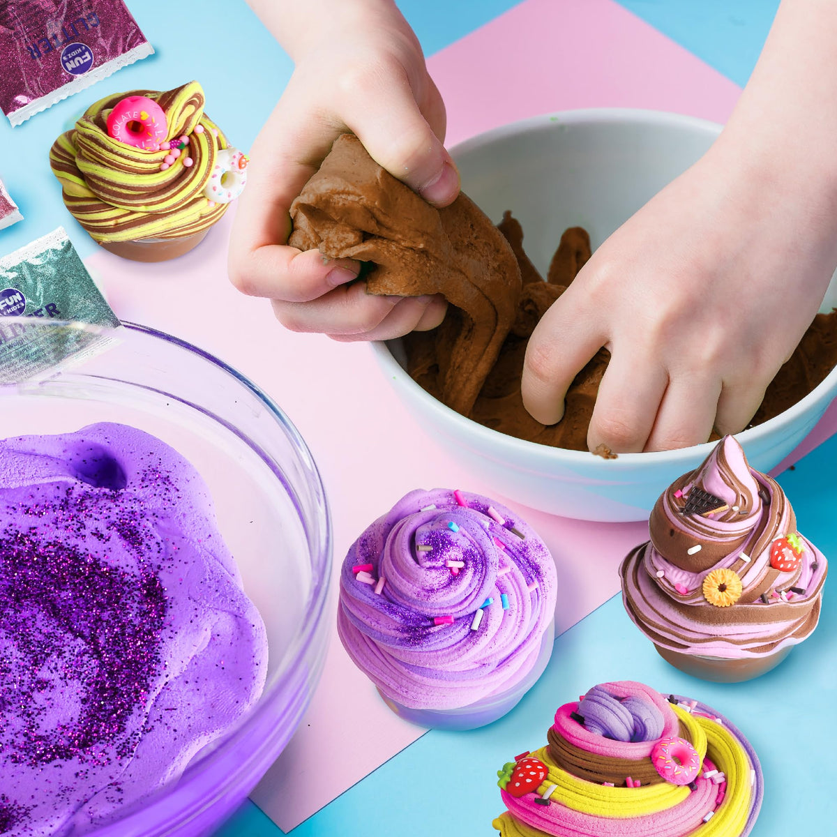 FUN KIDZ Butter Slime Ice Cream Set – 8 Premade Slimes (1040 ml) for Kids 6-12