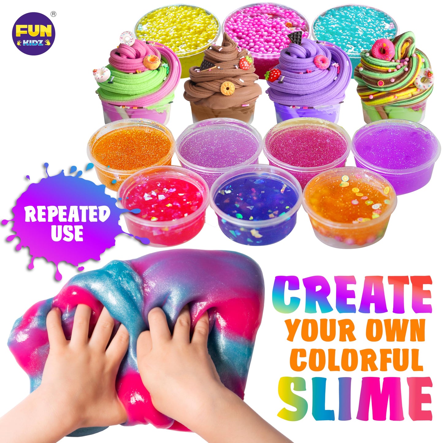 FunKidz 33 Cups Jumbo Slime Kit — DIY Slime for Kids, Party Favors