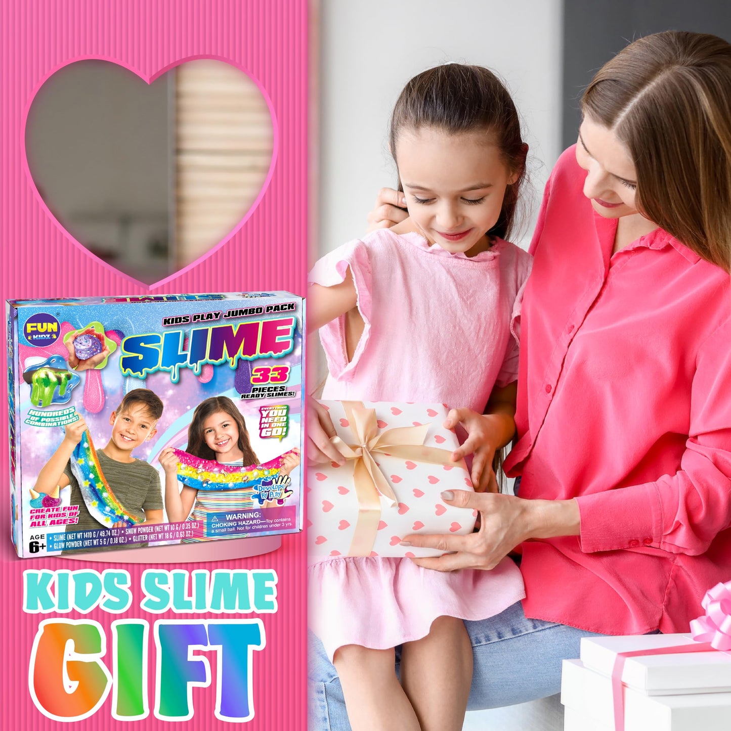 FunKidz 33 Cups Jumbo Slime Kit — DIY Slime for Kids, Party Favors