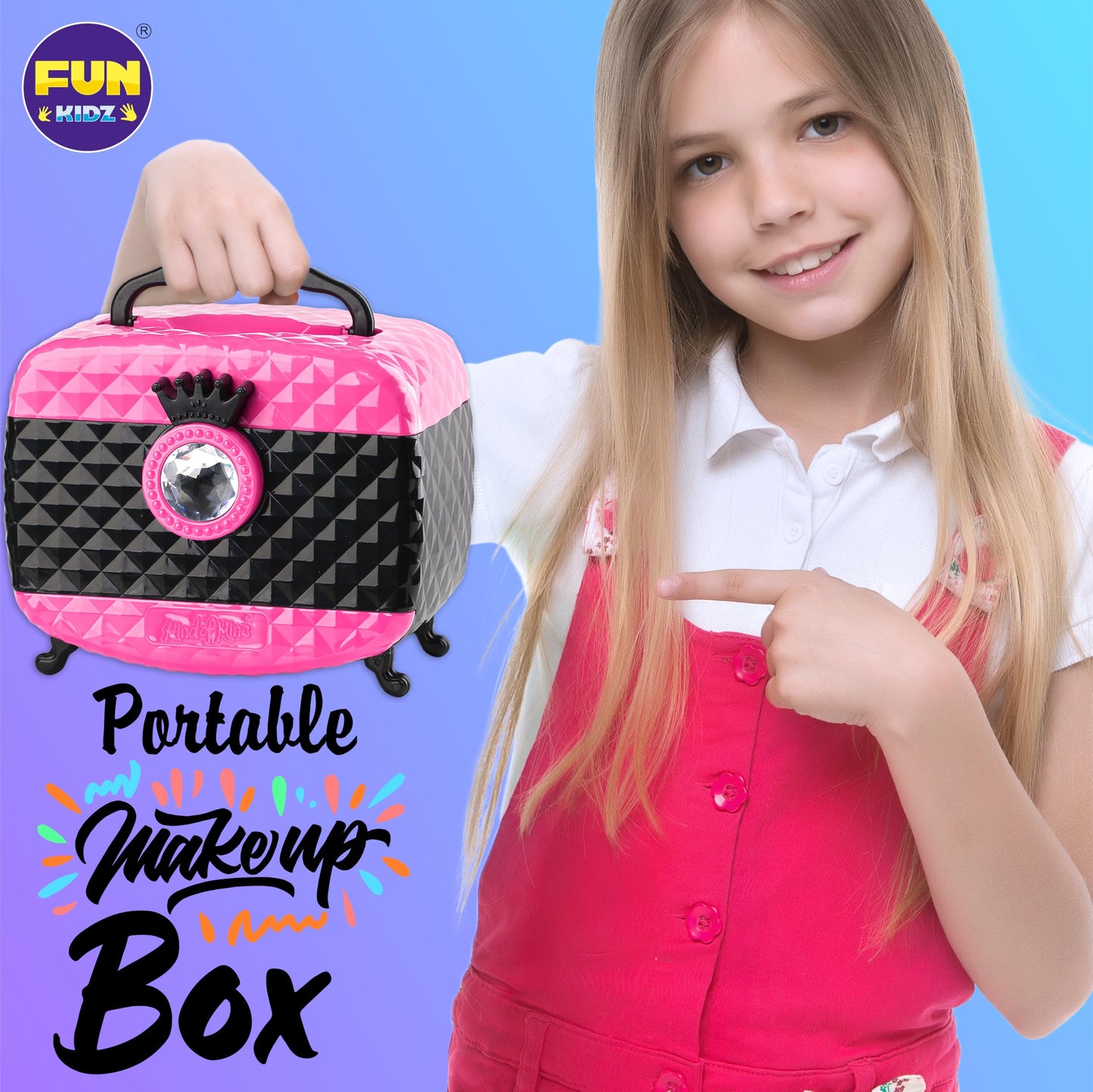 FUNKIDZ Makeup Kit for Kids – 60-Piece Washable Pretend Makeup Box Gift for Girls Aged 6-12
