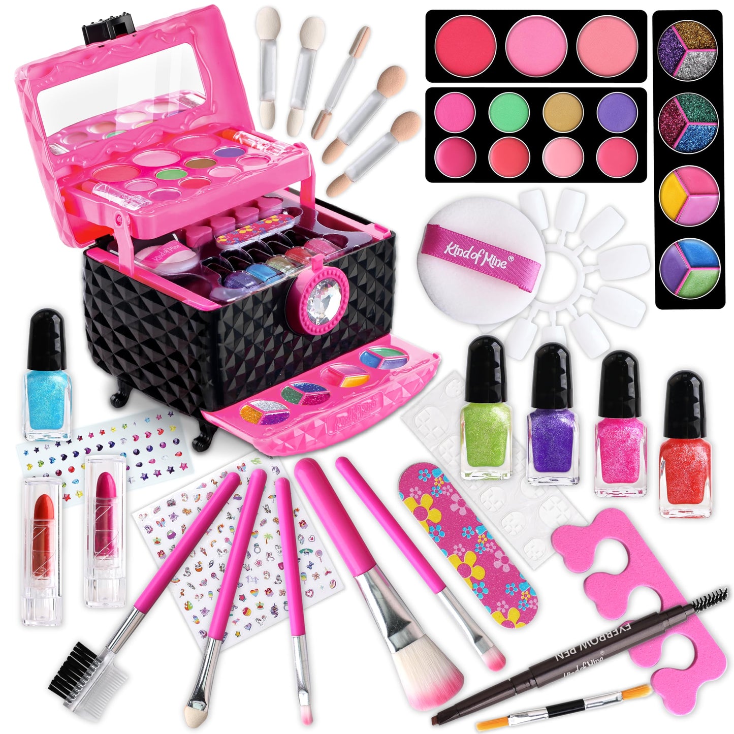 FUNKIDZ Makeup Kit for Kids – 60-Piece Washable Pretend Makeup Box Gift for Girls Aged 6-12