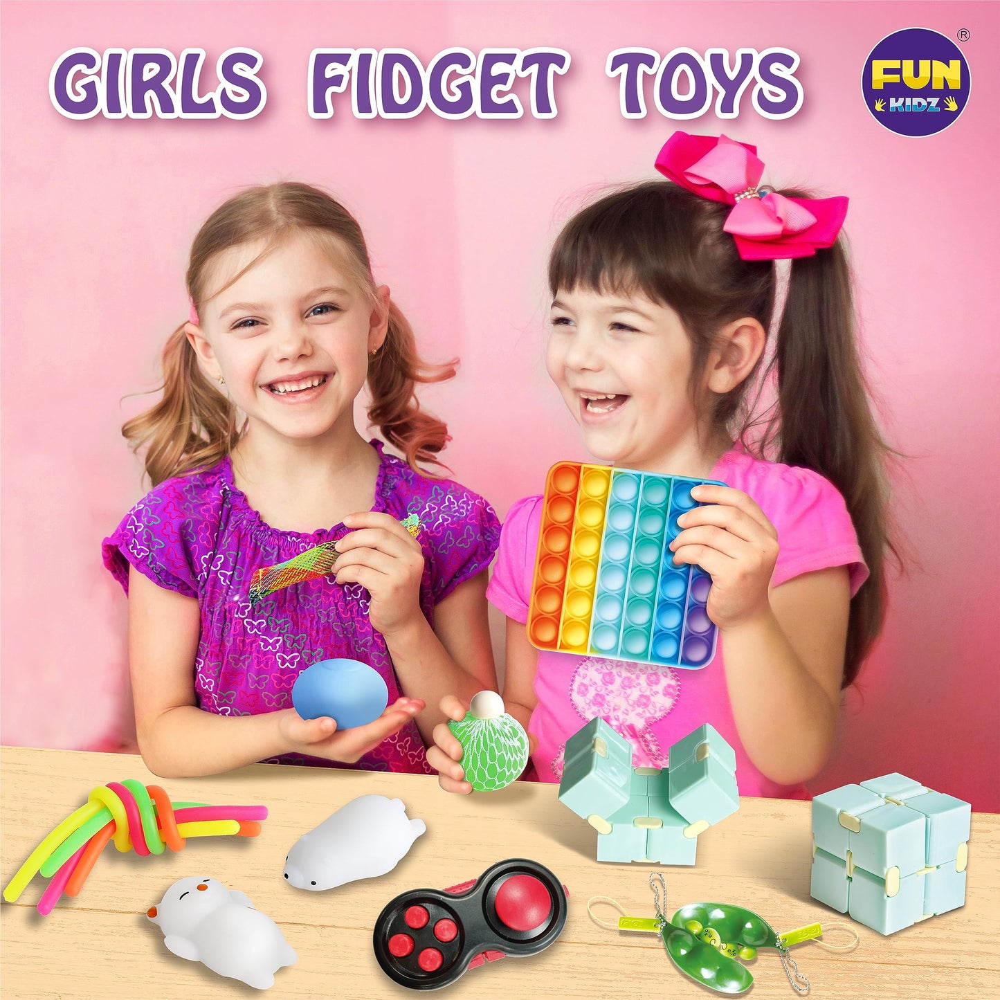 FUN KIDZ Fidget Box - 24-Piece Sensory Toys Pack for Kids | Portable Case, Party Favors, Travel