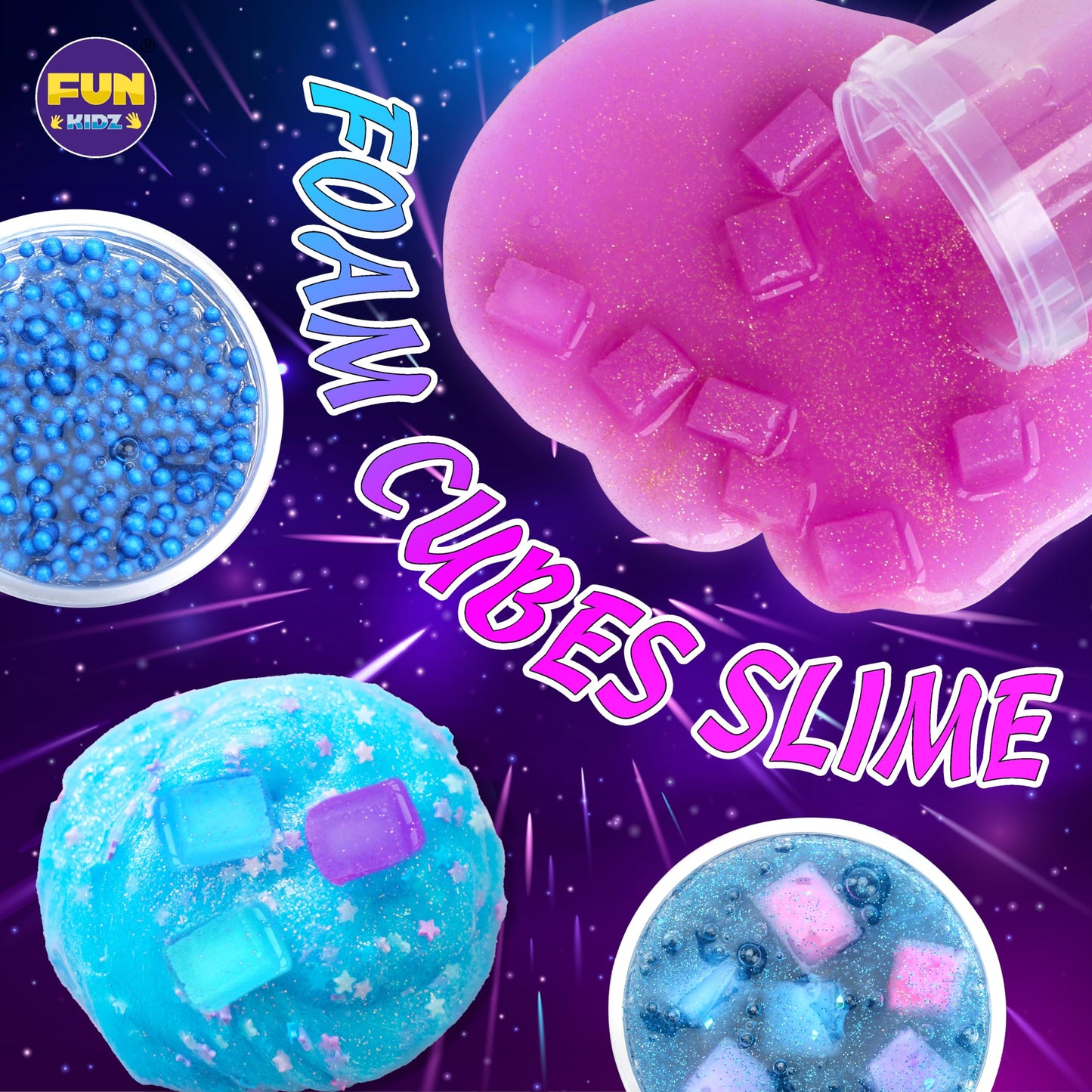FUN KIDZ Galaxy Slime Kit — Ultimate Metallic Slime DIY for Kids 8-12 (Glow)