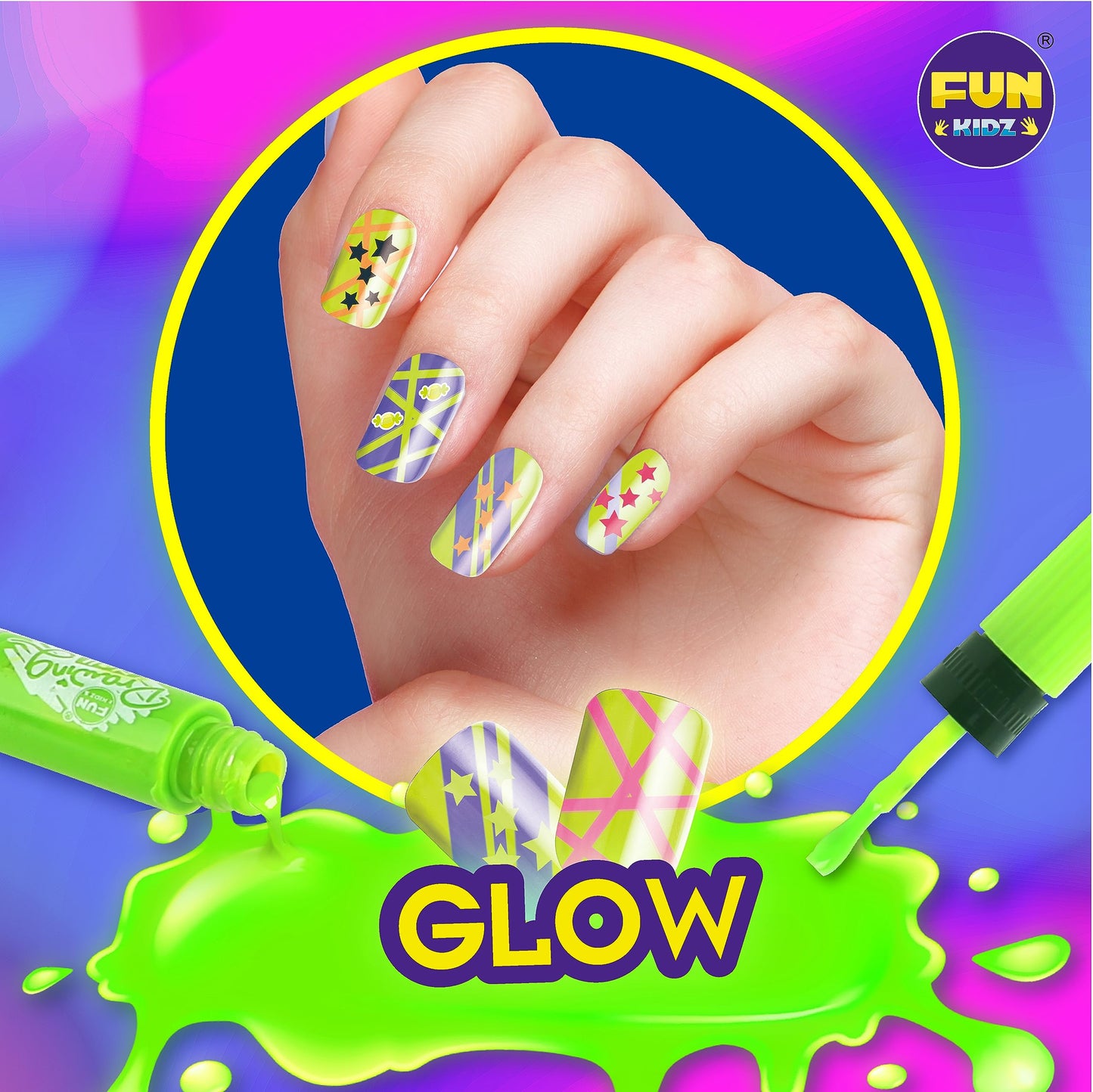 FUN KIDZ Ultimate 315Pcs Nail Art Kit for Girls 7-12 | Glitter Pens, Stickers & Spa Makeup Kit
