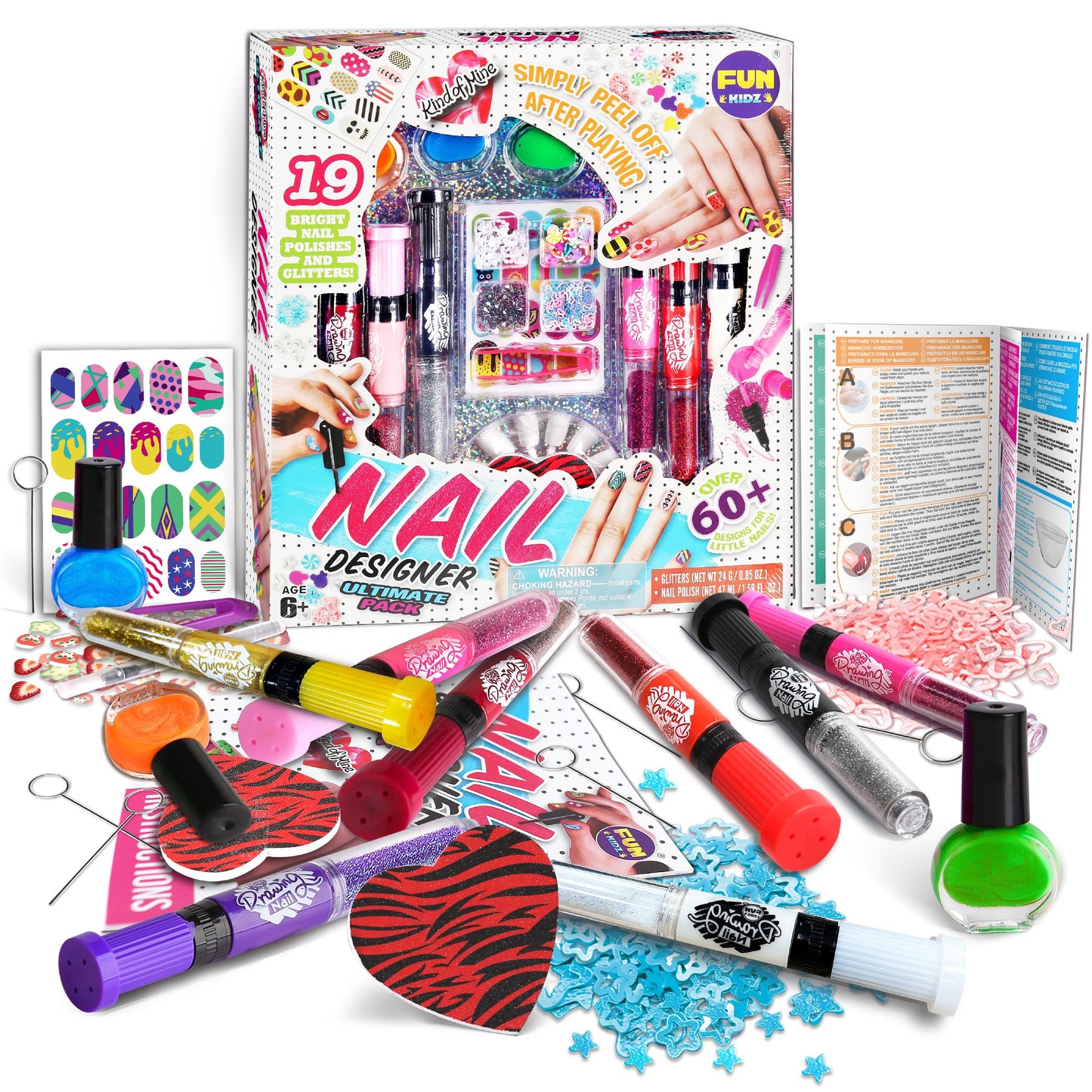 FUN KIDZ Nail Polish Pens Kit – 3-in-1 Nail Art Studio for Girls 7-12