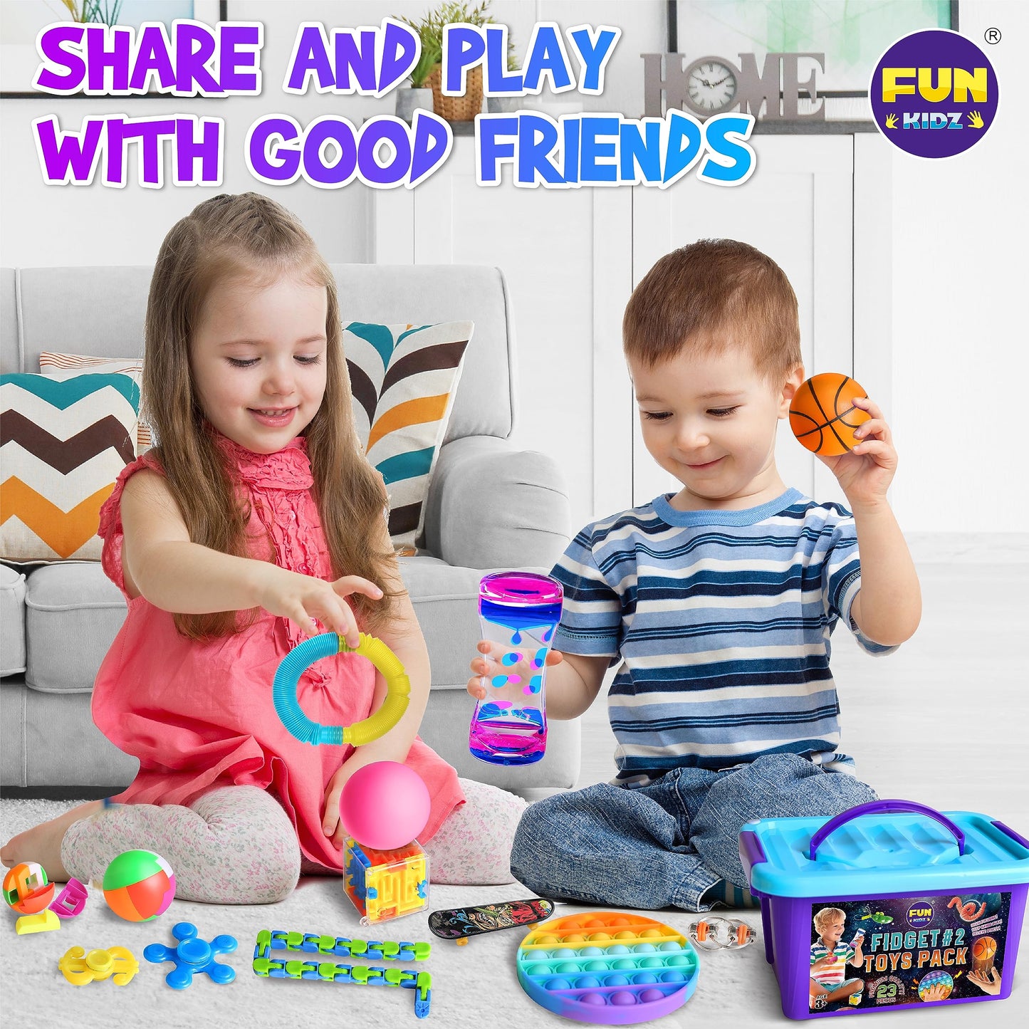 FUN KIDZ Fidget Pack Box – 23 Toys for Kids 4–12 | Sensory Fidgets & Party Favors
