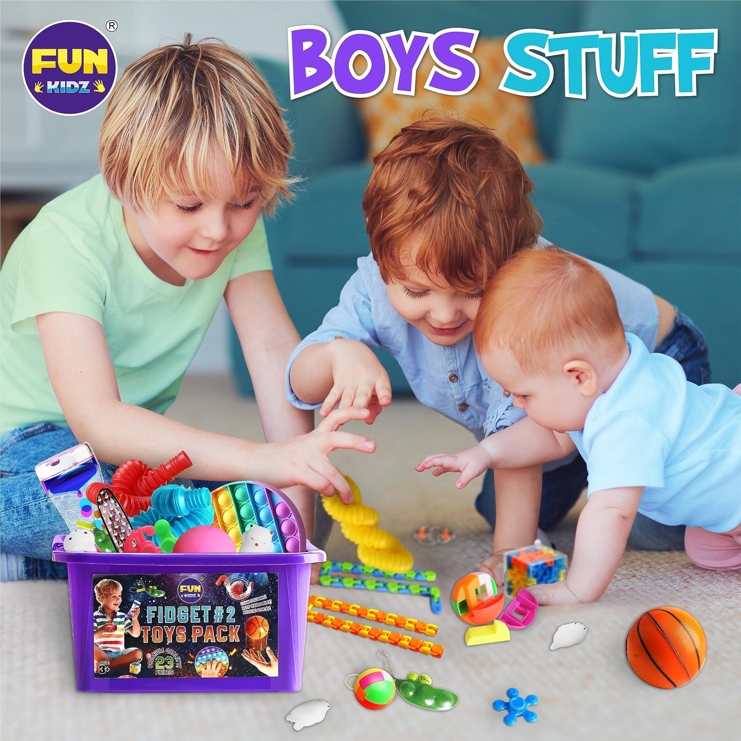 FUN KIDZ Fidget Pack Box – 23 Toys for Kids 4–12 | Sensory Fidgets & Party Favors