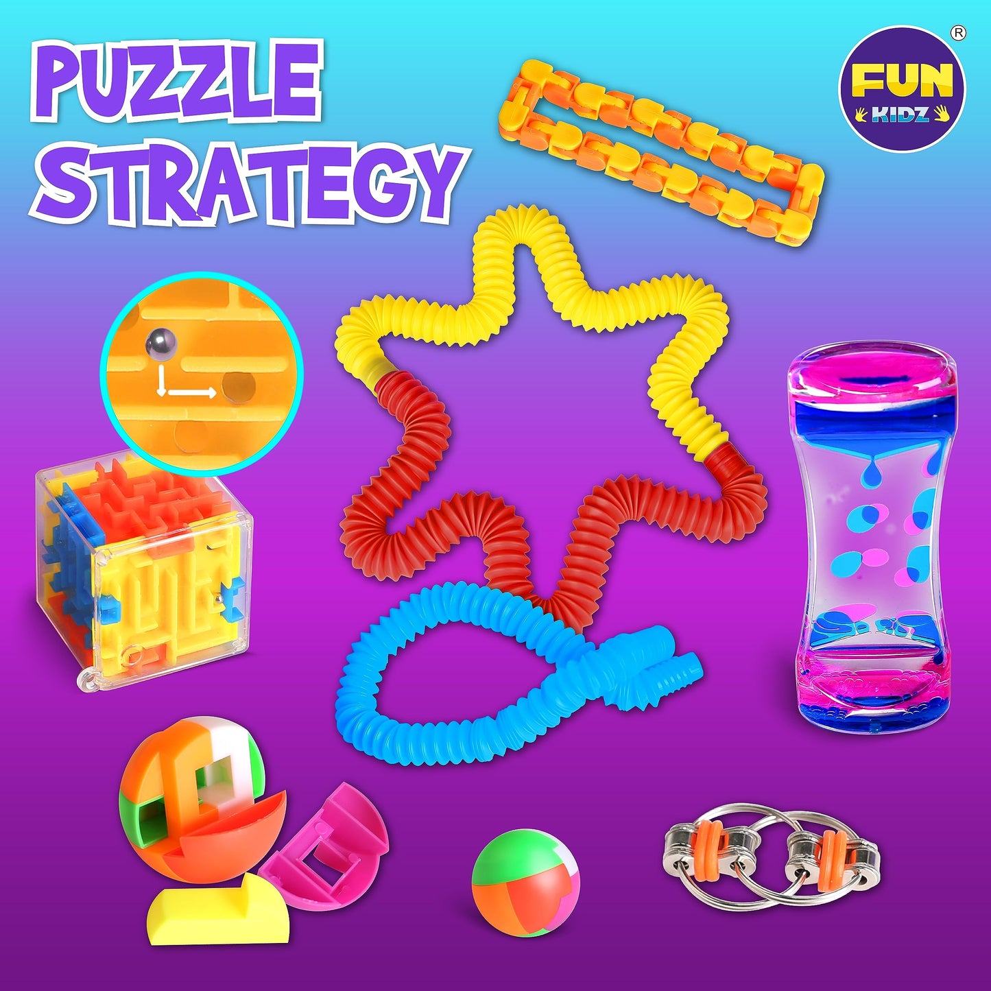 FUN KIDZ Fidget Pack Box – 23 Toys for Kids 4–12 | Sensory Fidgets & Party Favors