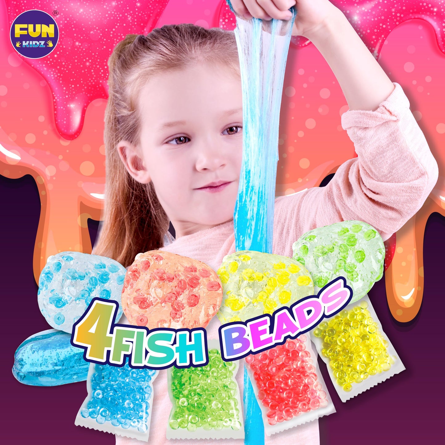 FunKidz 4 Pack Clear Slime – 1040 ml Glassy Premade Slime Kit for Kids 6-12