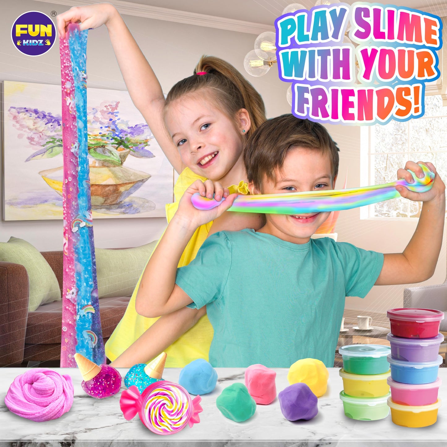 FunKidz 33 Cups Jumbo Slime Kit — DIY Slime for Kids, Party Favors