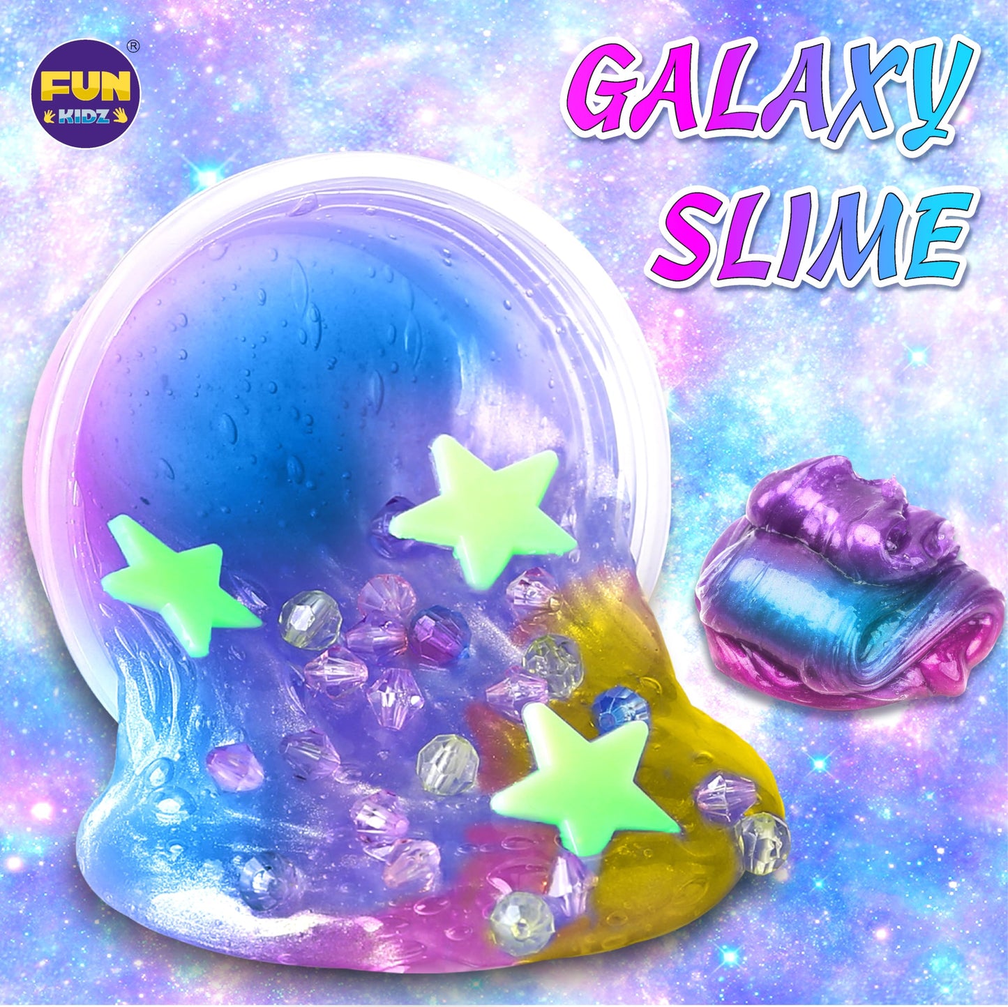 FUN KIDZ Galaxy Slime Kit — Ultimate Metallic Slime DIY for Kids 8-12 (Glow)