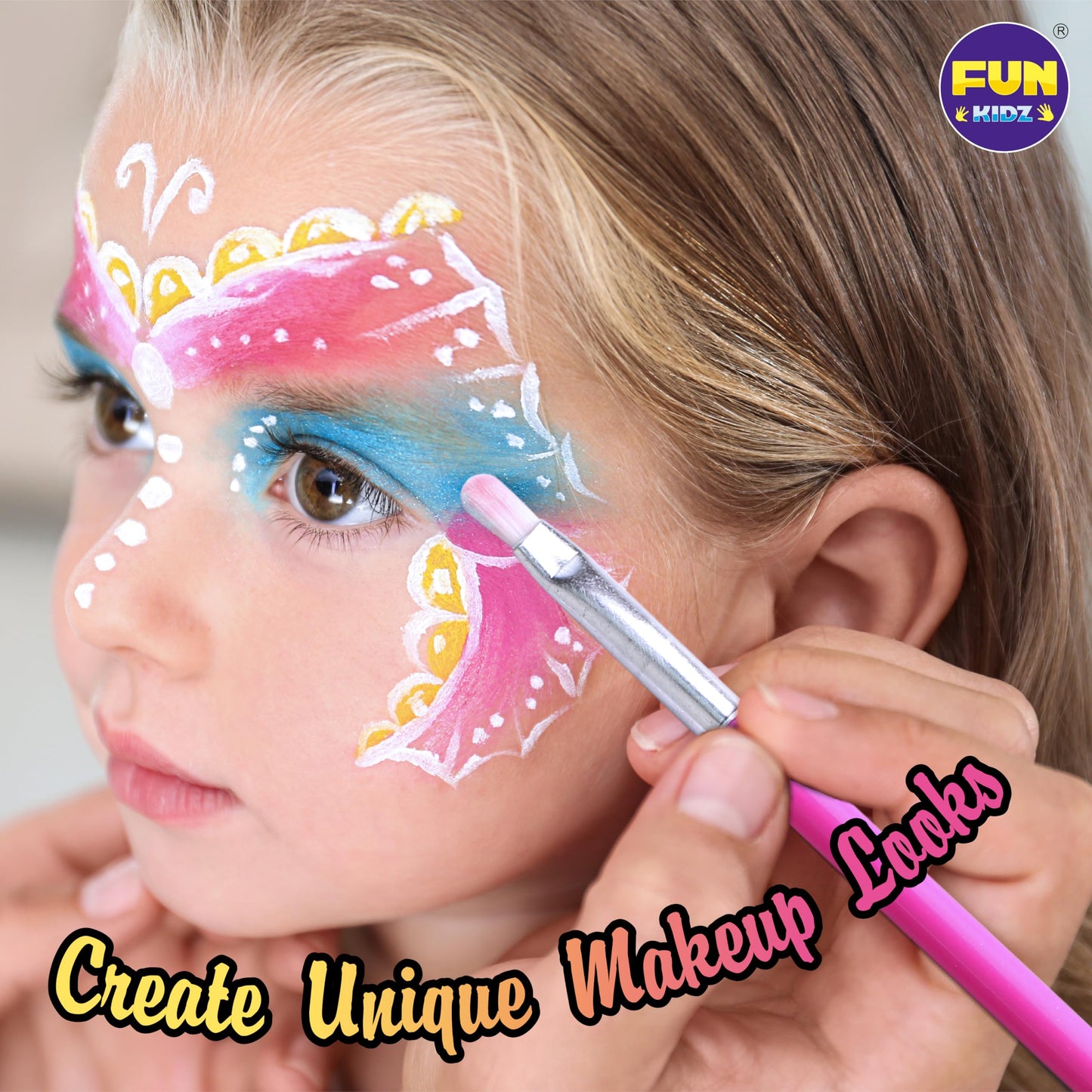 FUNKIDZ Makeup Kit for Kids – 60-Piece Washable Pretend Makeup Box Gift for Girls Aged 6-12