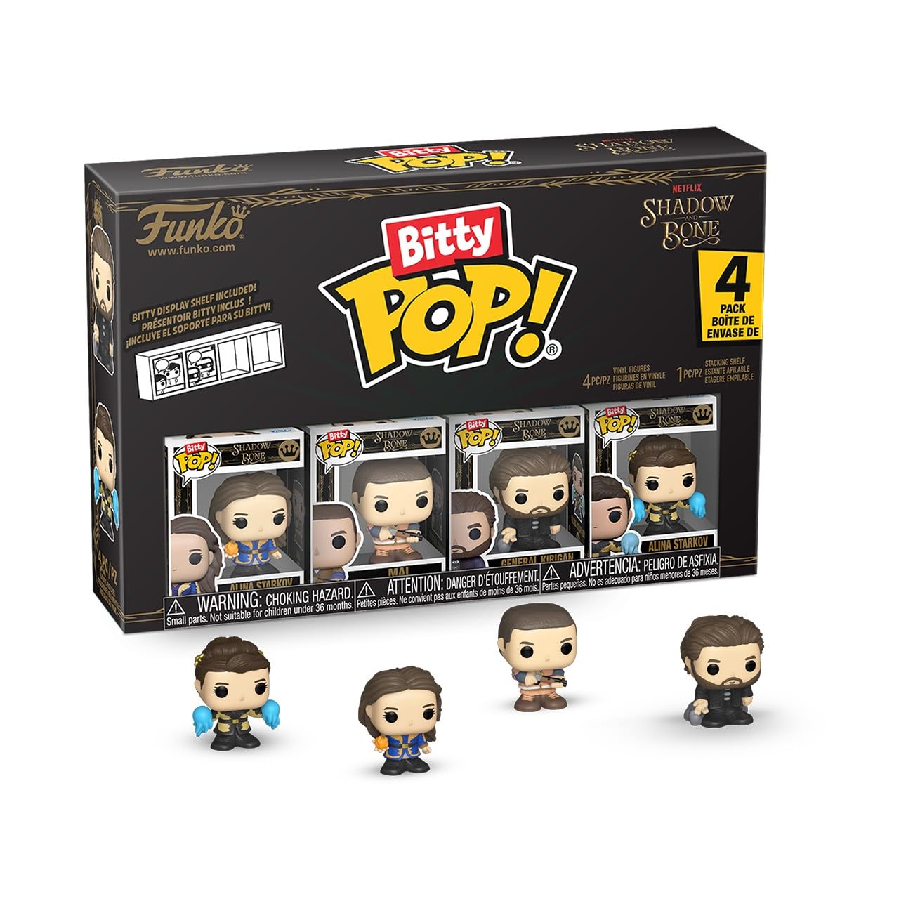 Funko Bitty Netflix Shadow and Bone 0.9in 4-Pack – Alina Starkov, Mal, Kirigan | Stackable Display Case