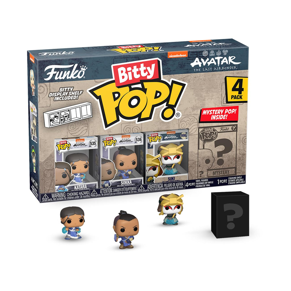 Funko Bitty Pop! Avatar: The Last Airbender – Katara, Sokka, Suki & Mystery Mini (0.9-Inch) with Display Case