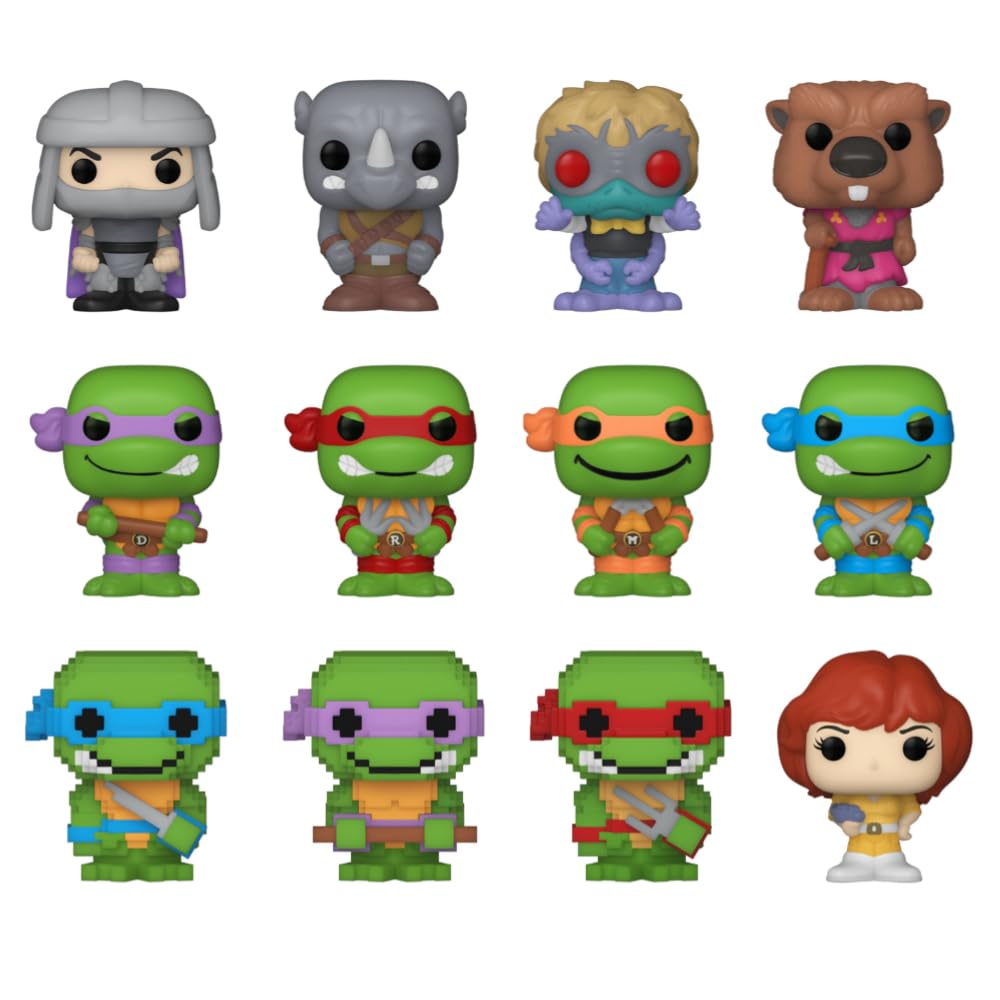 Funko Bitty Pop! TMNT 12pc Multipack – 0.9-inch Collectible Figures with Acrylic Display Shelf