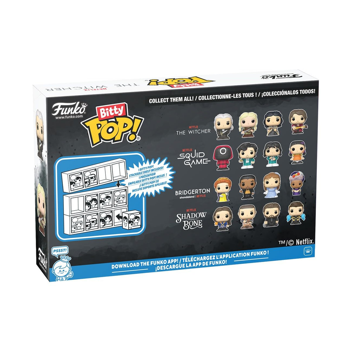 Funko Pop Bitty Netflix Witcher Geralt, Jaskier, Ciri & Yennefer – 0.9" with Stackable Display Case – The Witcher Collectable