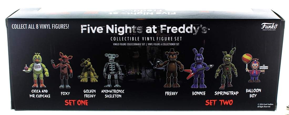 Funko Five Nights at Freddy's 4 Figure Pack (2-Inch Vinyl) – Foxy, Gold Freddy, Chica & Endoskeleton Freddy
