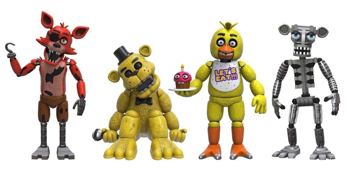 Funko Five Nights at Freddy's 4 Figure Pack (2-Inch Vinyl) – Foxy, Gold Freddy, Chica & Endoskeleton Freddy