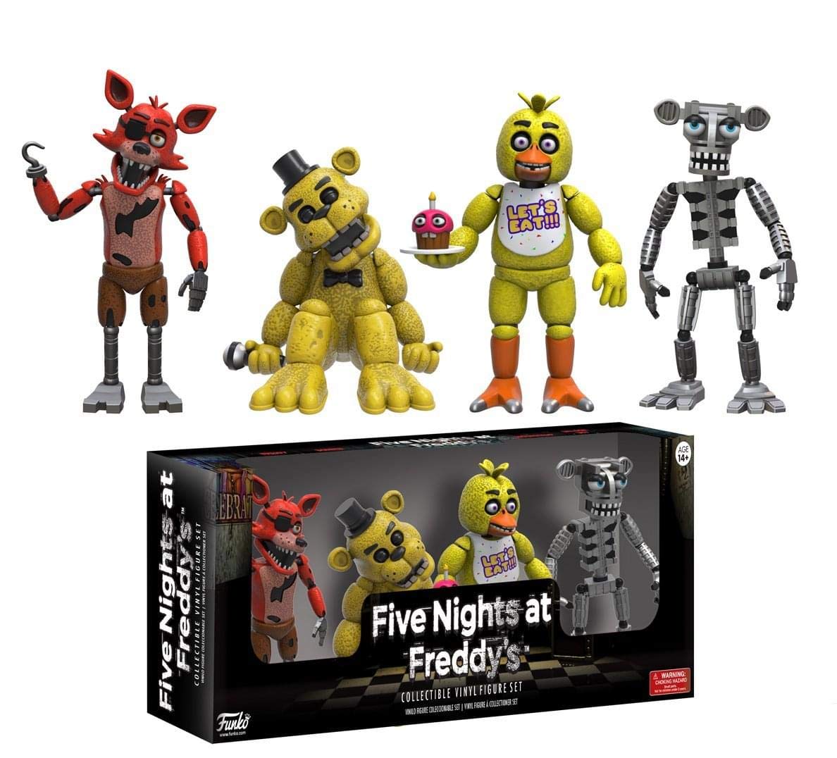Funko Five Nights at Freddy's 4 Figure Pack (2-Inch Vinyl) – Foxy, Gold Freddy, Chica & Endoskeleton Freddy