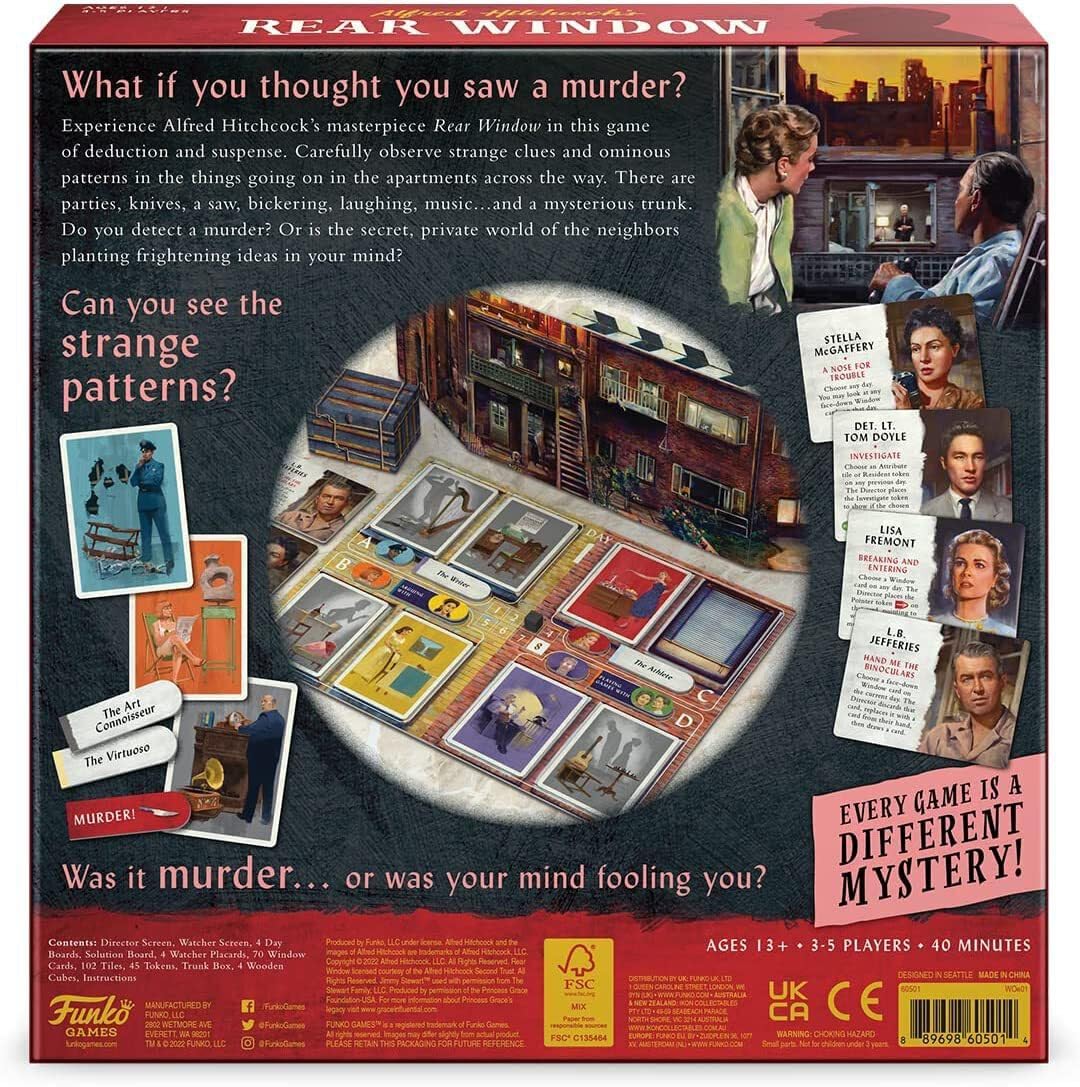Funko Games Rear Window Game – Deduction Board Game for 3-5 Players by Prospero Hall | 40-Minute Mystery