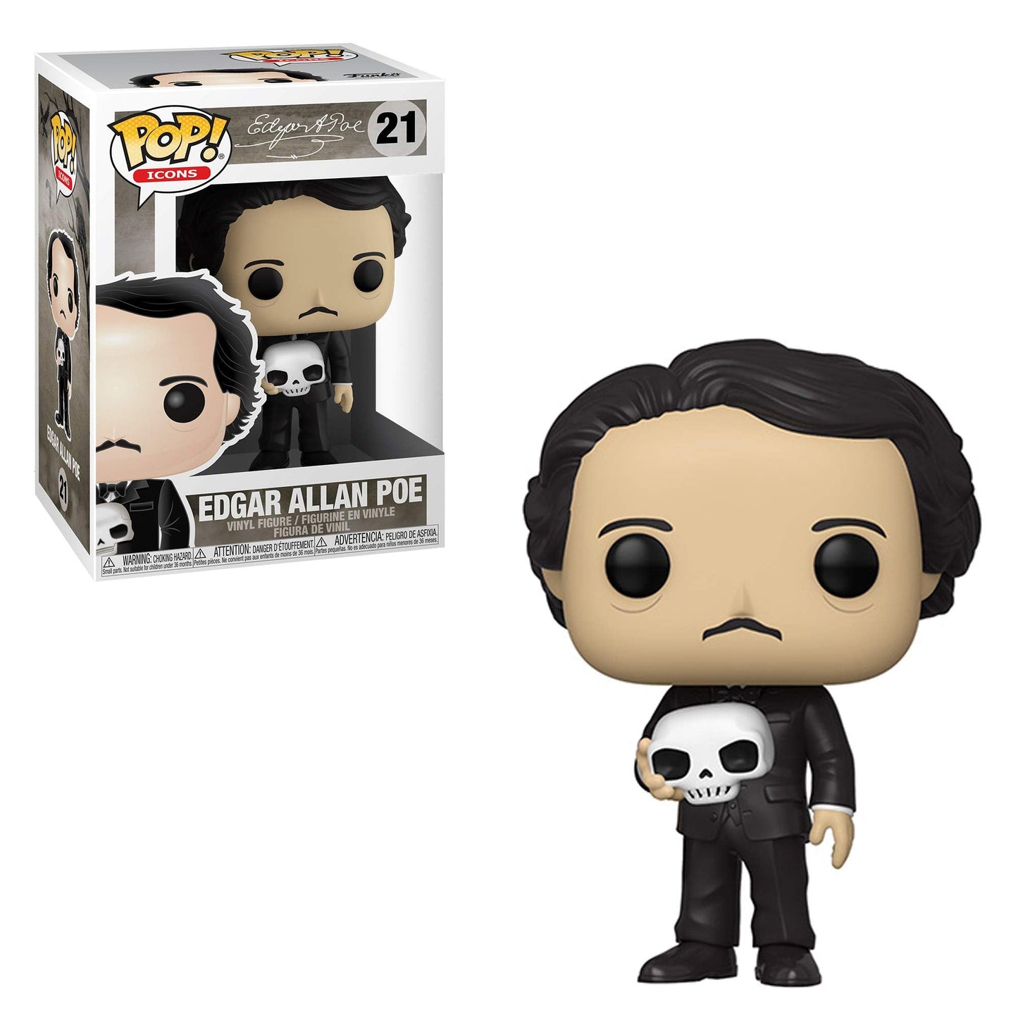 Funko Pop! Icons: Edgar Allan Poe w/ Skull - 3.75-Inch Collectible Figure