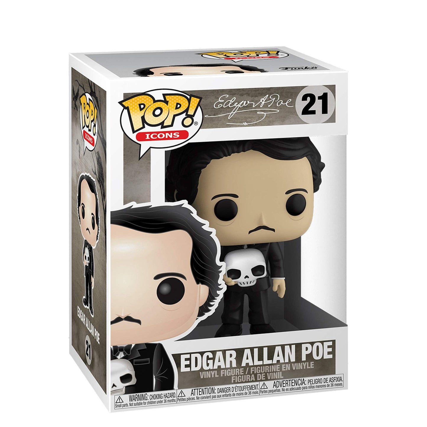 Funko Pop! Icons: Edgar Allan Poe w/ Skull - 3.75-Inch Collectible Figure
