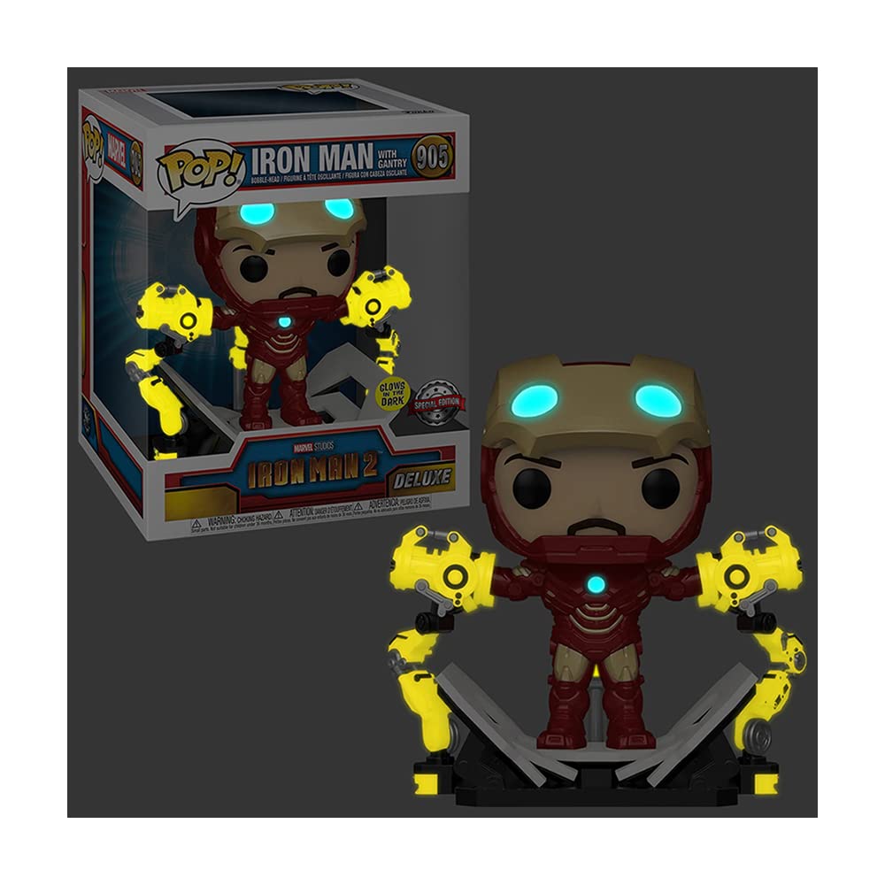 Funko Pop! Iron Man 2 MKIV with Gantry Deluxe – Glow-in-the-Dark 6-Inch Vinyl Figure