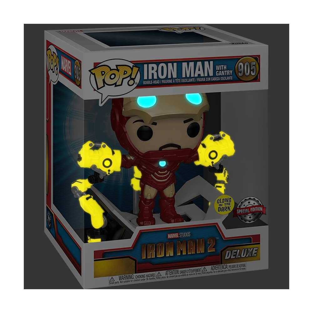 Funko Pop! Iron Man 2 MKIV with Gantry Deluxe – Glow-in-the-Dark 6-Inch Vinyl Figure