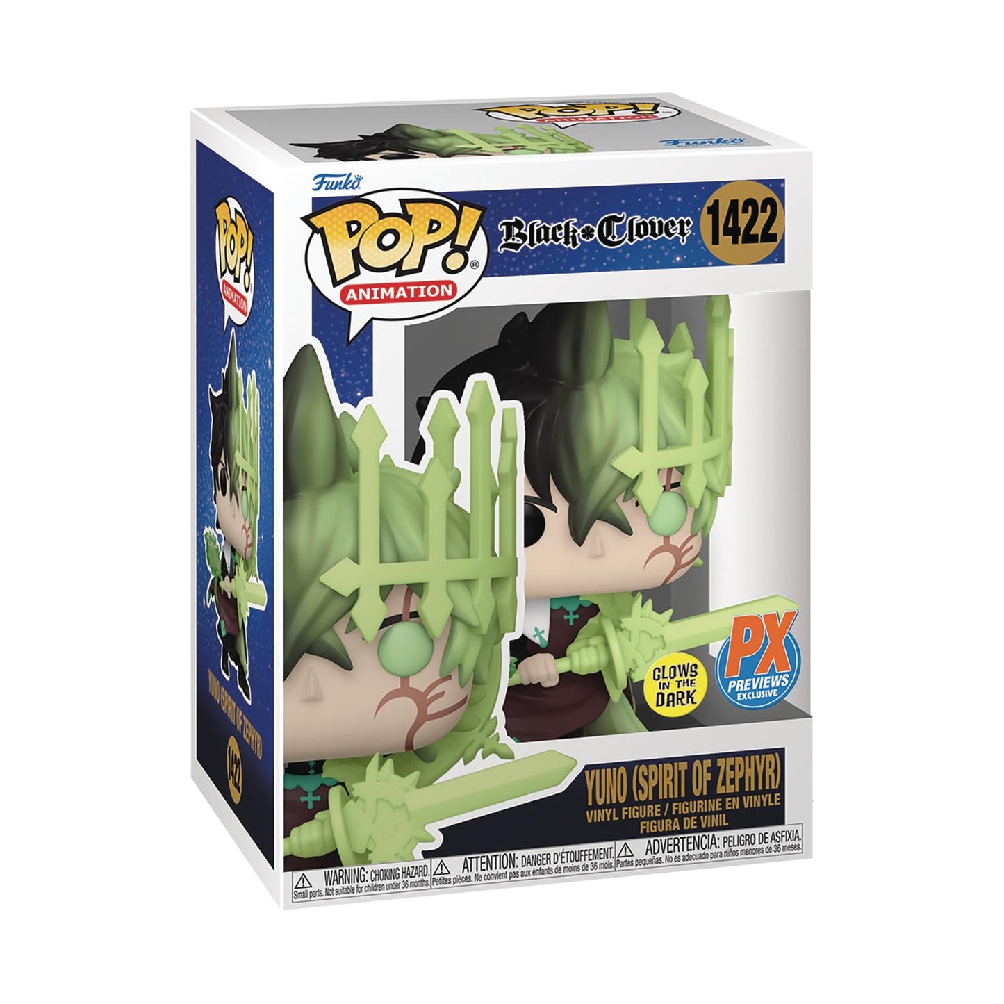 Funko Pop! Animation: Black Clover Yuno Spirit of Zephyr Glow-in-The-Dark PX Vinyl Figure — 4.8-Inch Collectible