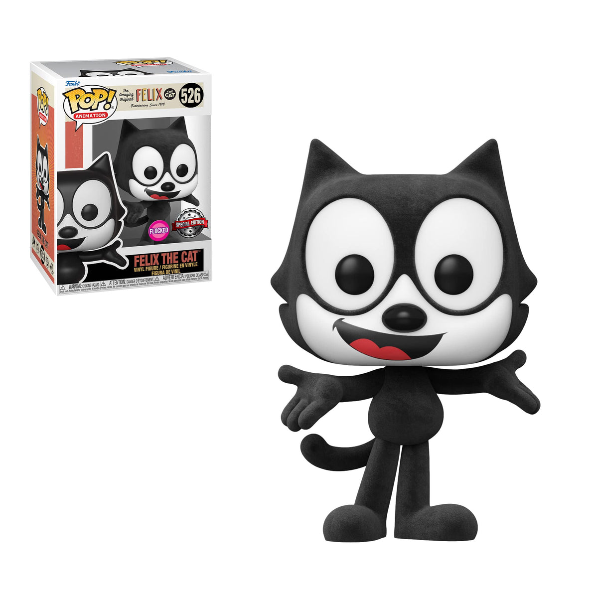 Funko POP! Animation Flocked Felix the Cat Gemini Exclusive Vinyl Figure – 3.75-Inch Collectible