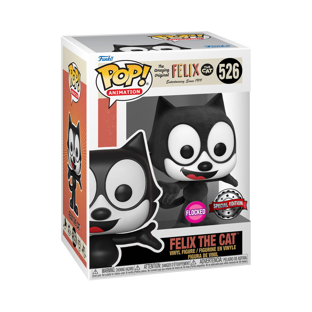 Funko POP! Animation Flocked Felix the Cat Gemini Exclusive Vinyl Figure – 3.75-Inch Collectible