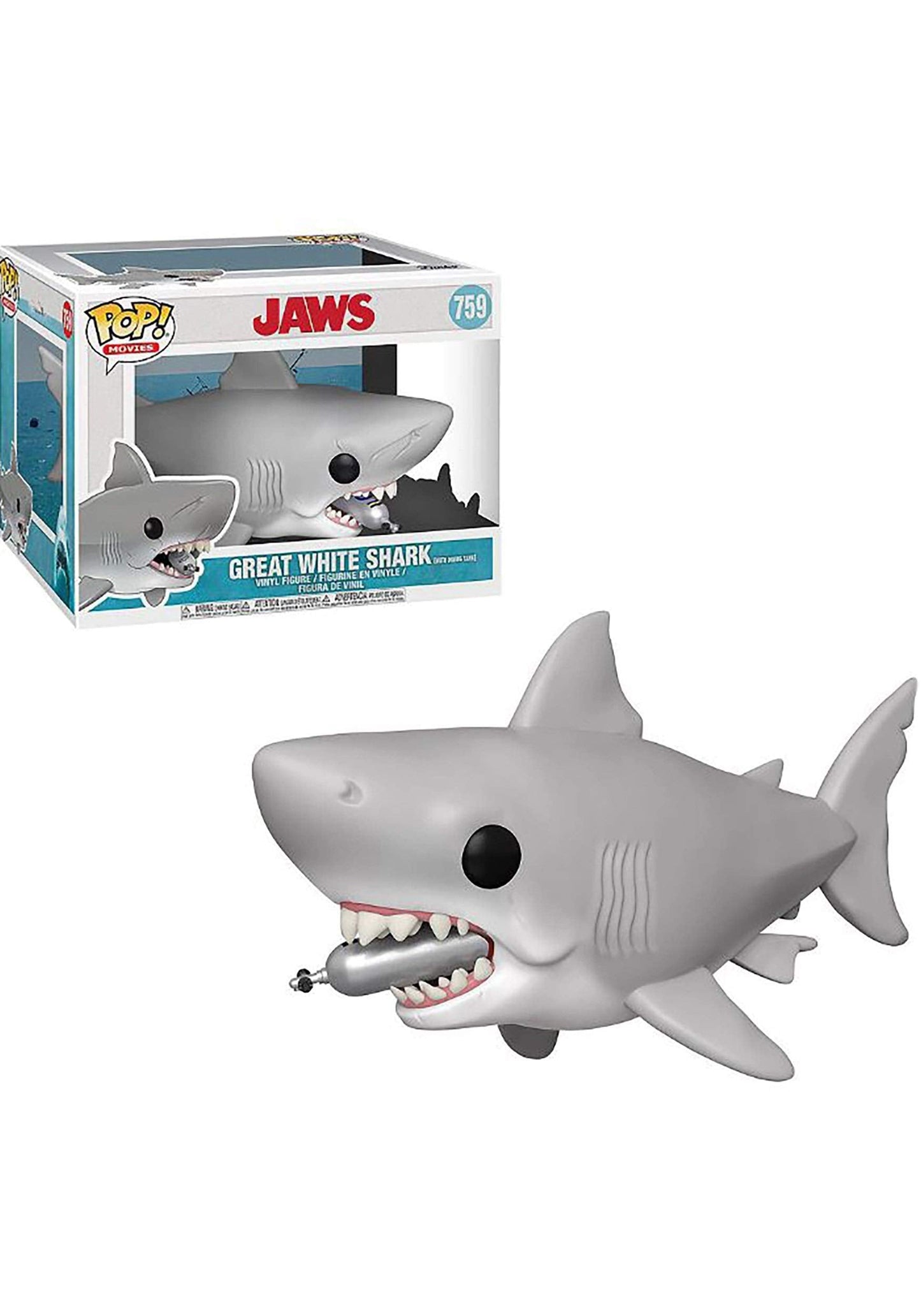 Funko Pop! Movies: Jaws – Jaws with Diving Tank 6-Inch Figure