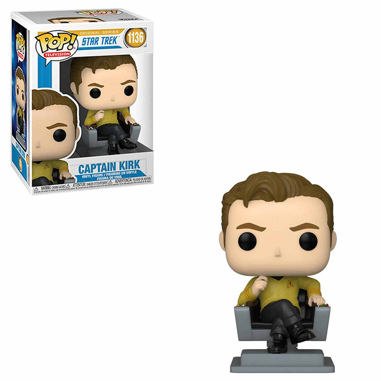 Funko POP Star Trek Captain Kirk in Command Chair – Original Series Vinyl Figure with Box Protector