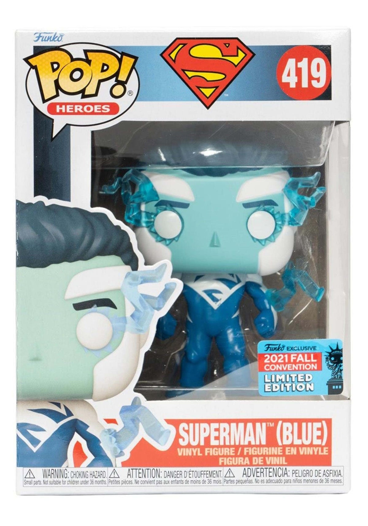 Funko Superman Blue Pop! Vinyl Figure – NYCC 2021 Exclusive | 4-Inch DC Collectible