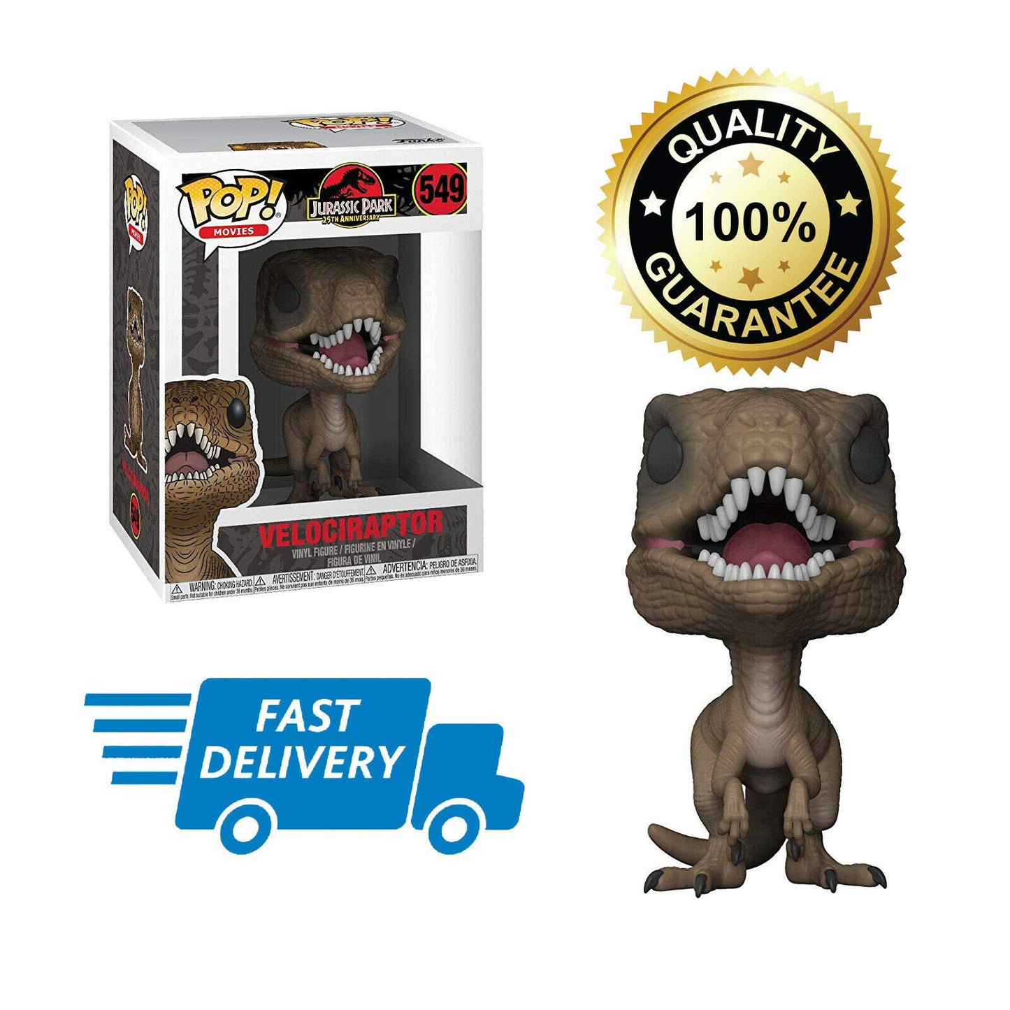 Funko Pop! Movies: Jurassic Park Velociraptor Collectible Figure – 3.75-Inch Vinyl