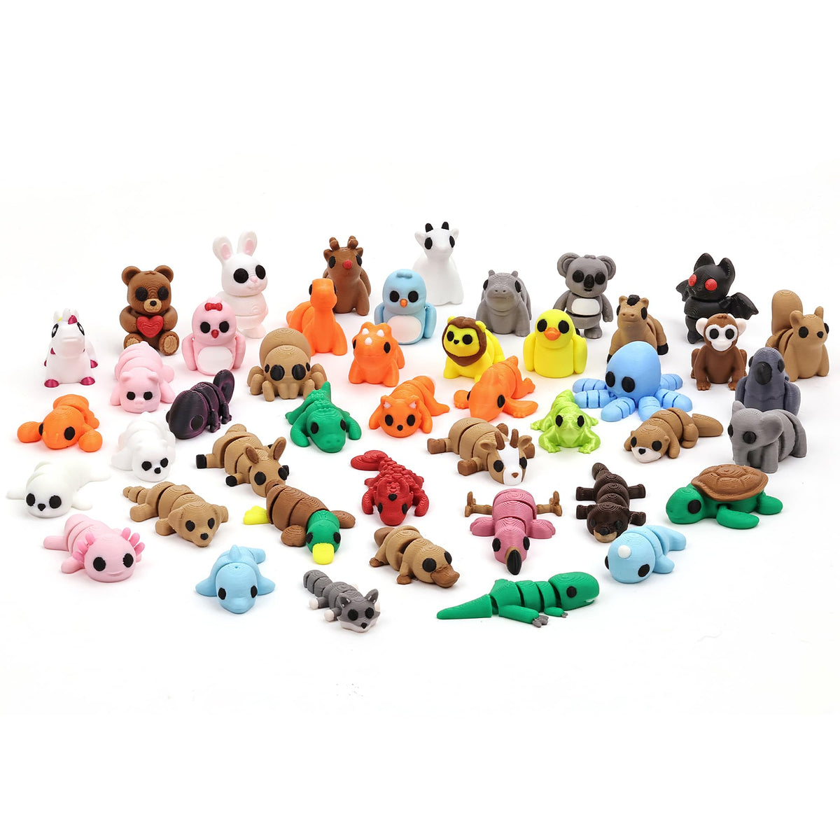 FUNKY STORE 45-Piece Articulated 3D Printed Animal Figurines Set | Party Favors & Desk Decor