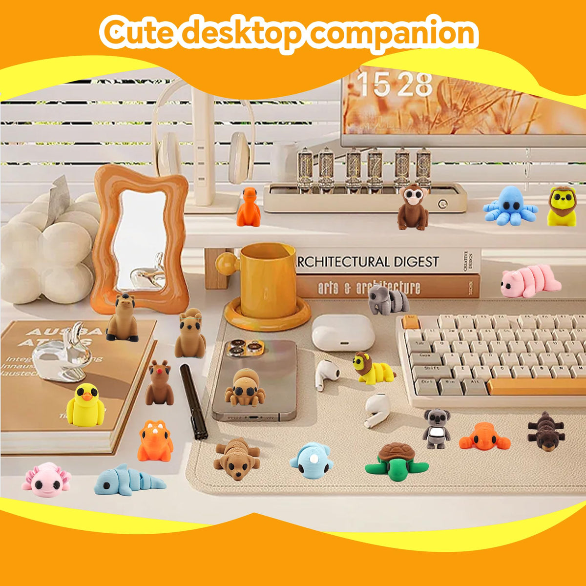 FUNKY STORE 45-Piece Articulated 3D Printed Animal Figurines Set | Party Favors & Desk Decor