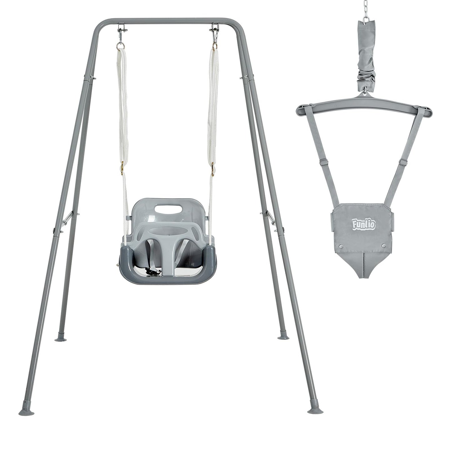 FUNLIO 2-in-1 Swing Set & Baby Jumper – Indoor Outdoor Foldable Stand